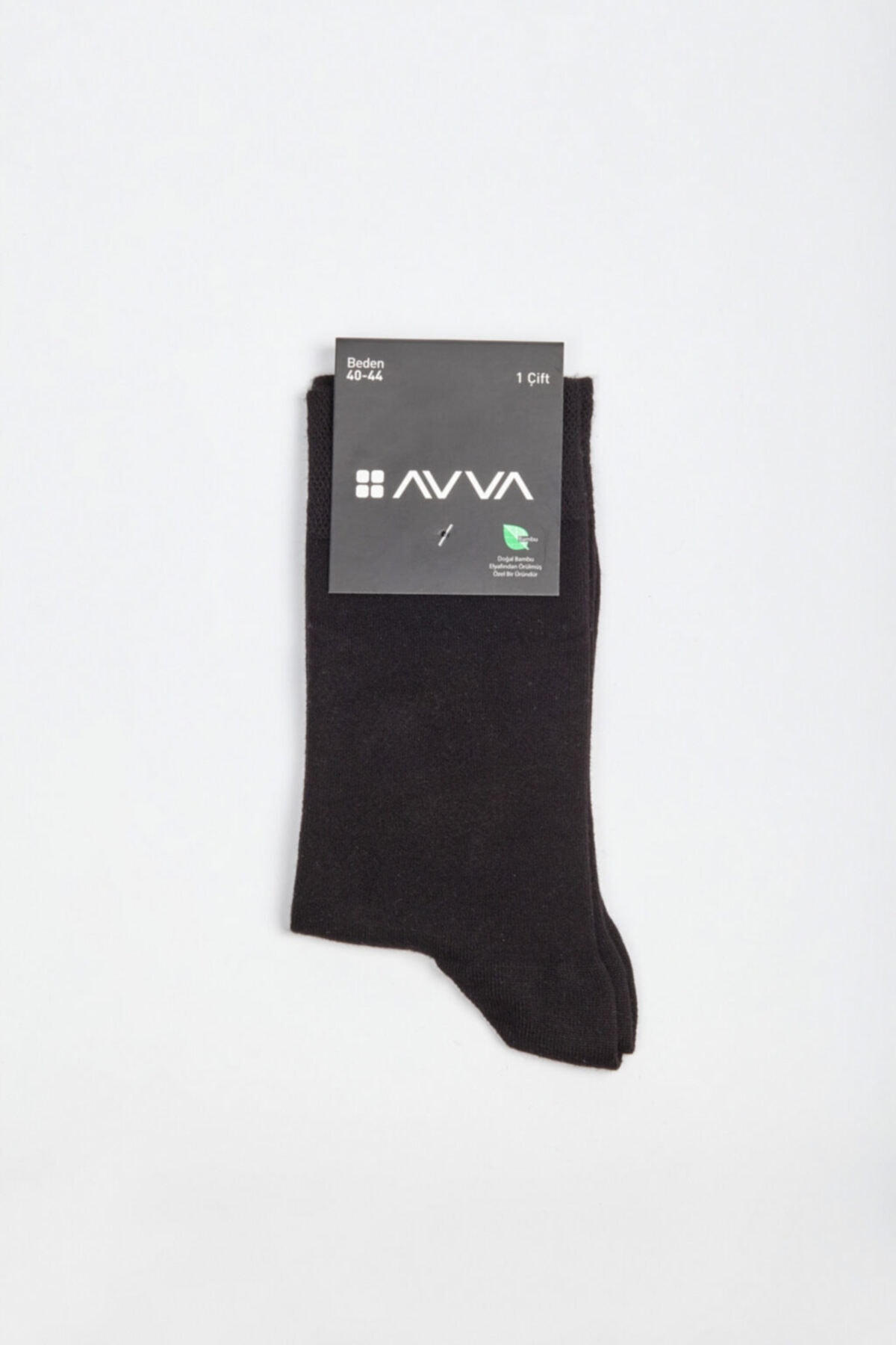 Avva Men's Black Straight Crewneck Socks