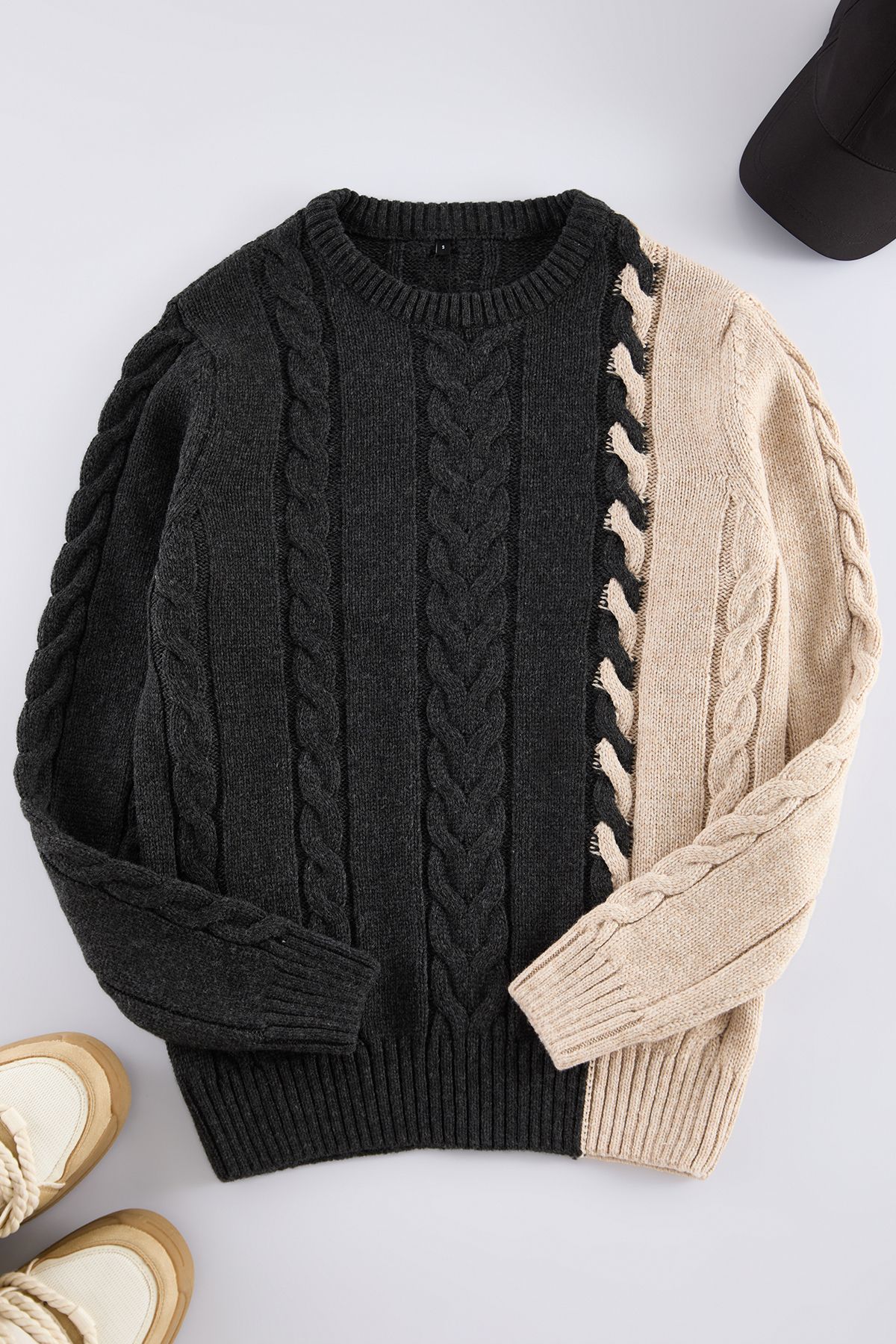 Trendyol Limited Edition Anthracite Slim Fit Crew Neck Hair Knitted Sweater