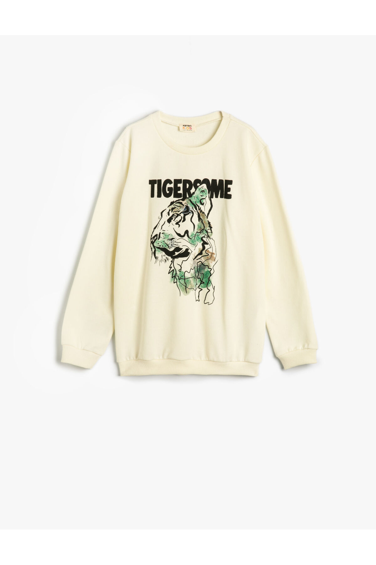 Levně Koton Sweatshirt Crew Neck Tiger Printed Long Sleeve Raised