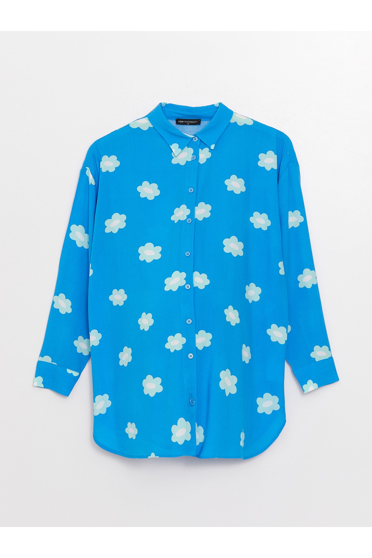 LC Waikiki Shirt Collar Floral Long Sleeve Maternity Tunic
