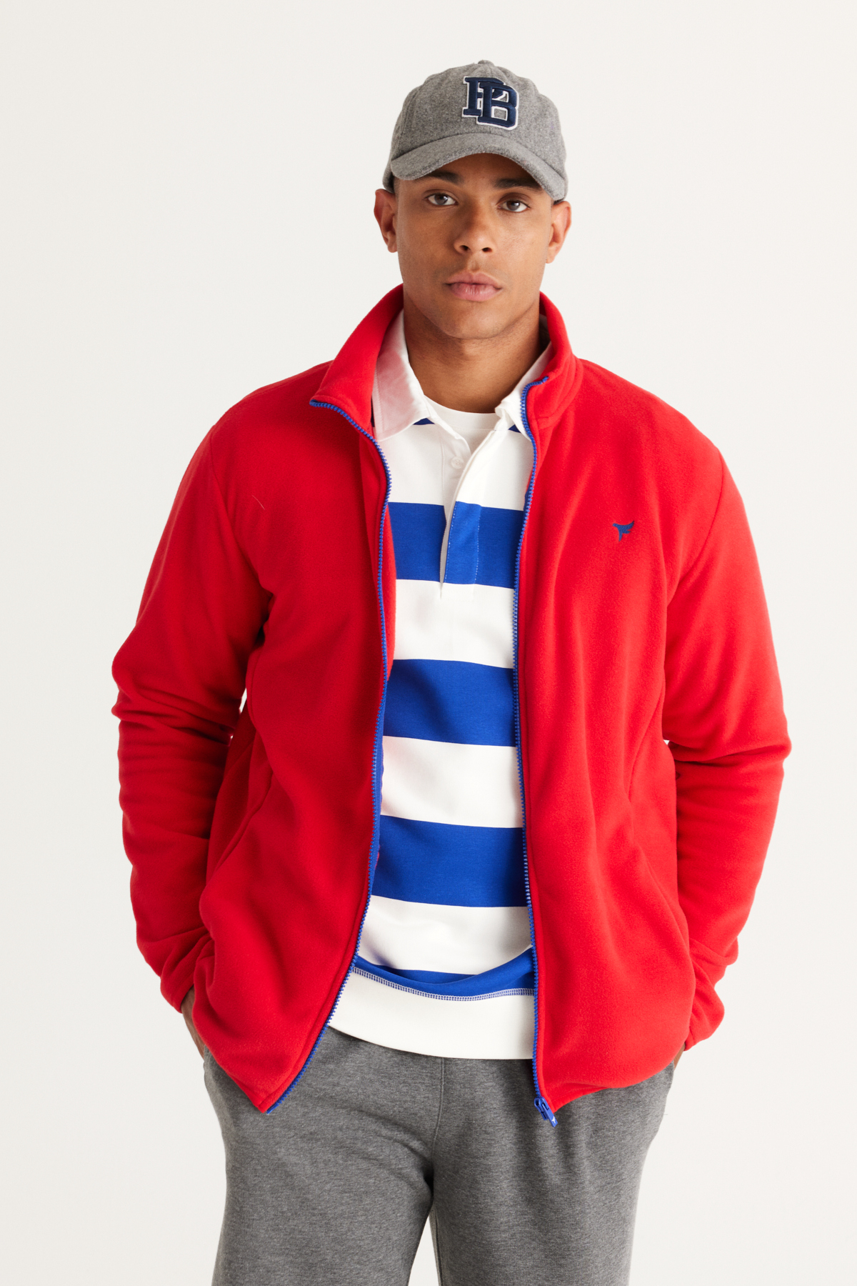AC&Co / Altınyıldız Classics Men's Red Standard Fit Normal Cut Cold Proof High Neck Fleece Sweatshirt Jacket