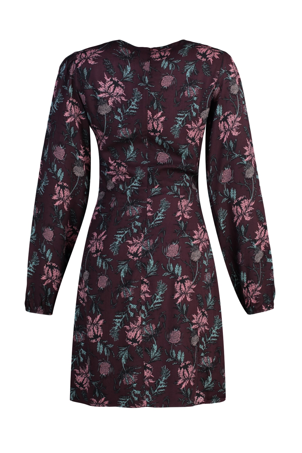 Trendyol burgundia țesută a adunat rochie țesută detaliată