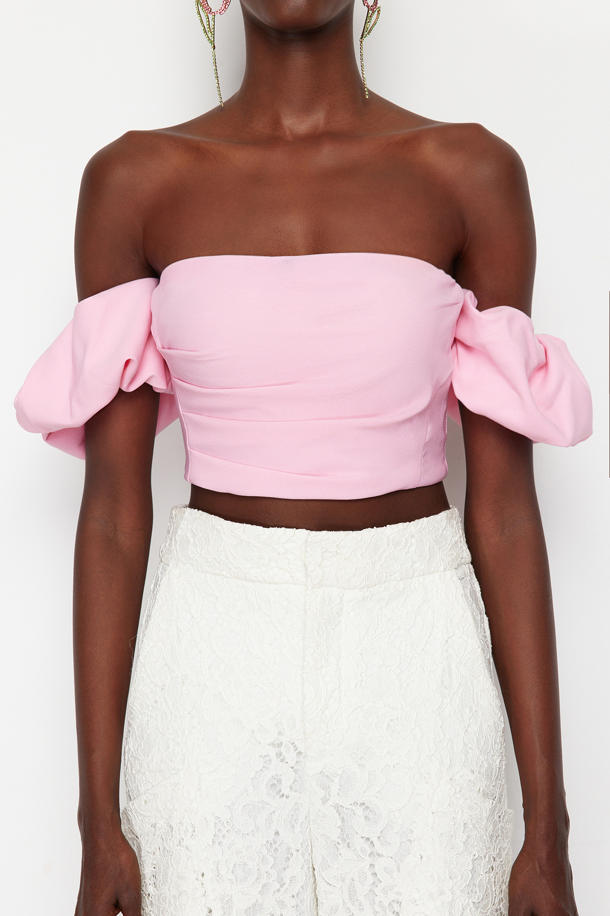 Trendyol Pink Crop Woven Bustier