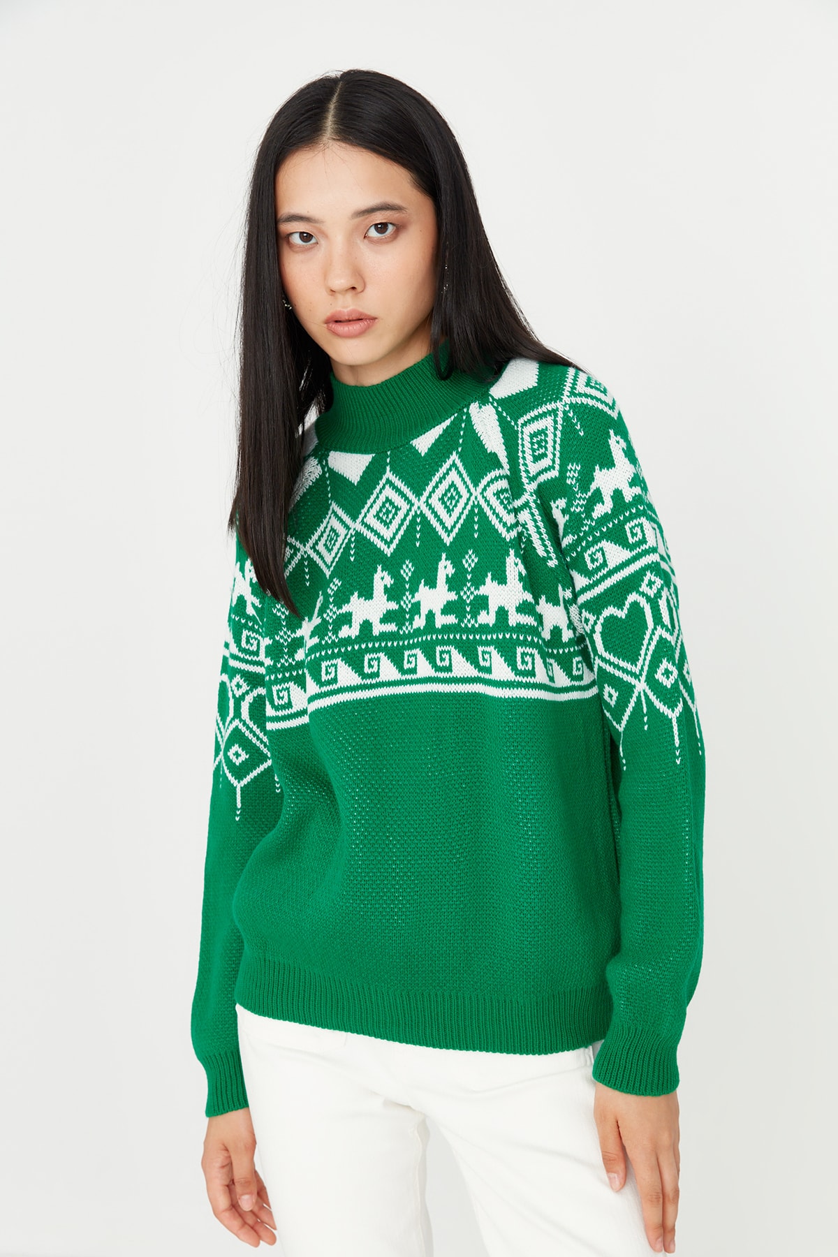 Trendyol Sweater - Green - Oversize
