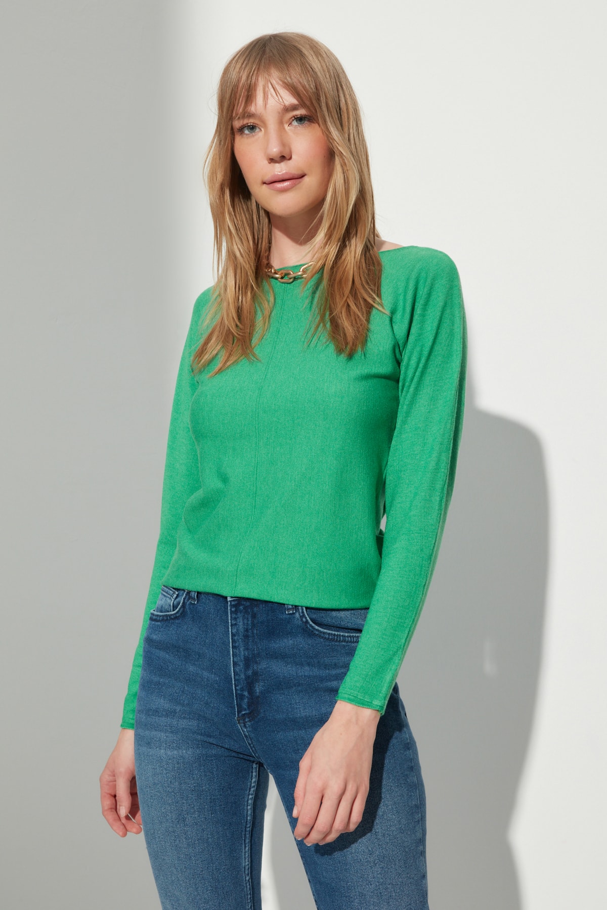 Trendyol Green Bat Sleeve Knitwear Sweater