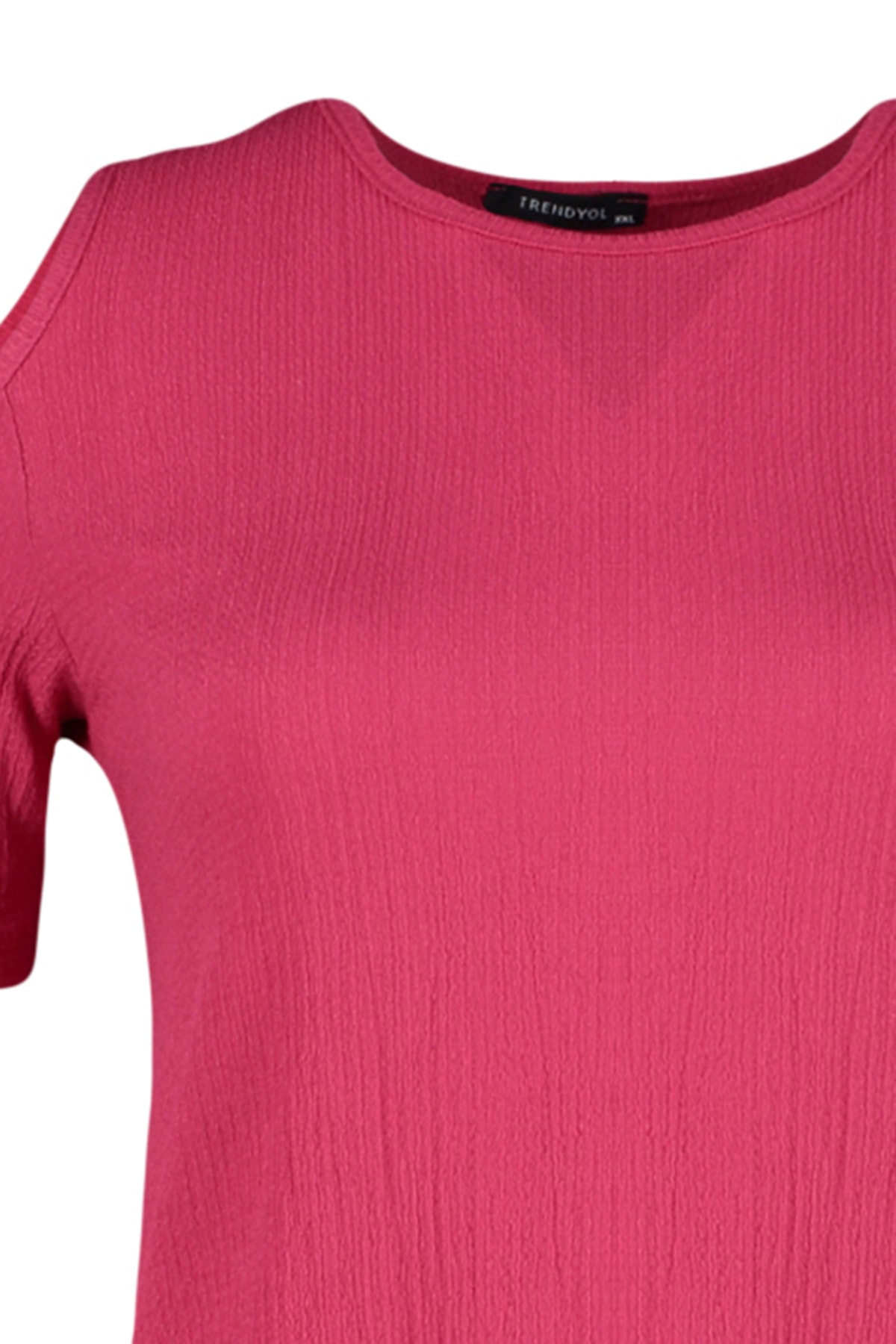 Rochie tricotată Trendyol Fuchsia A-line / Croială detaliată