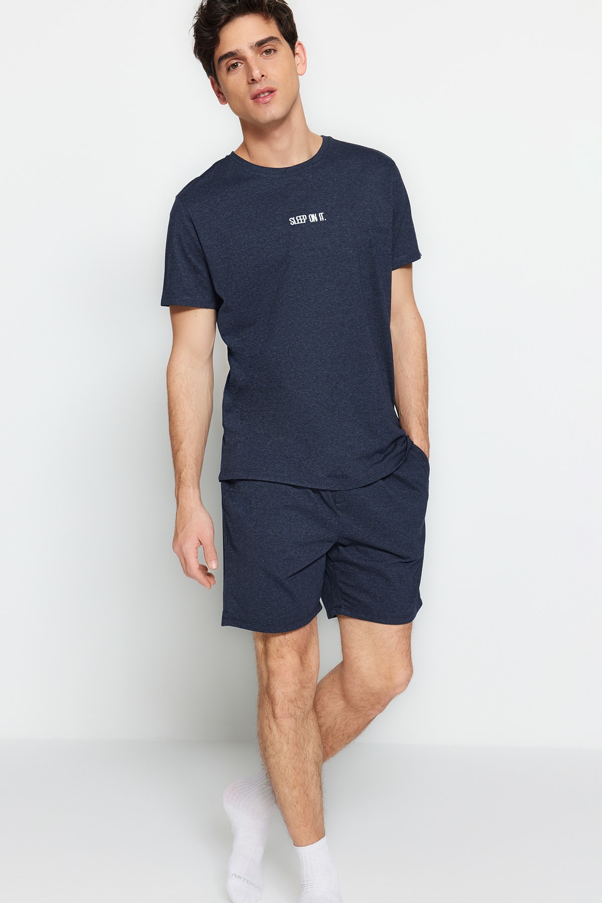Trendyol Pajama Set - Navy blue - Plain