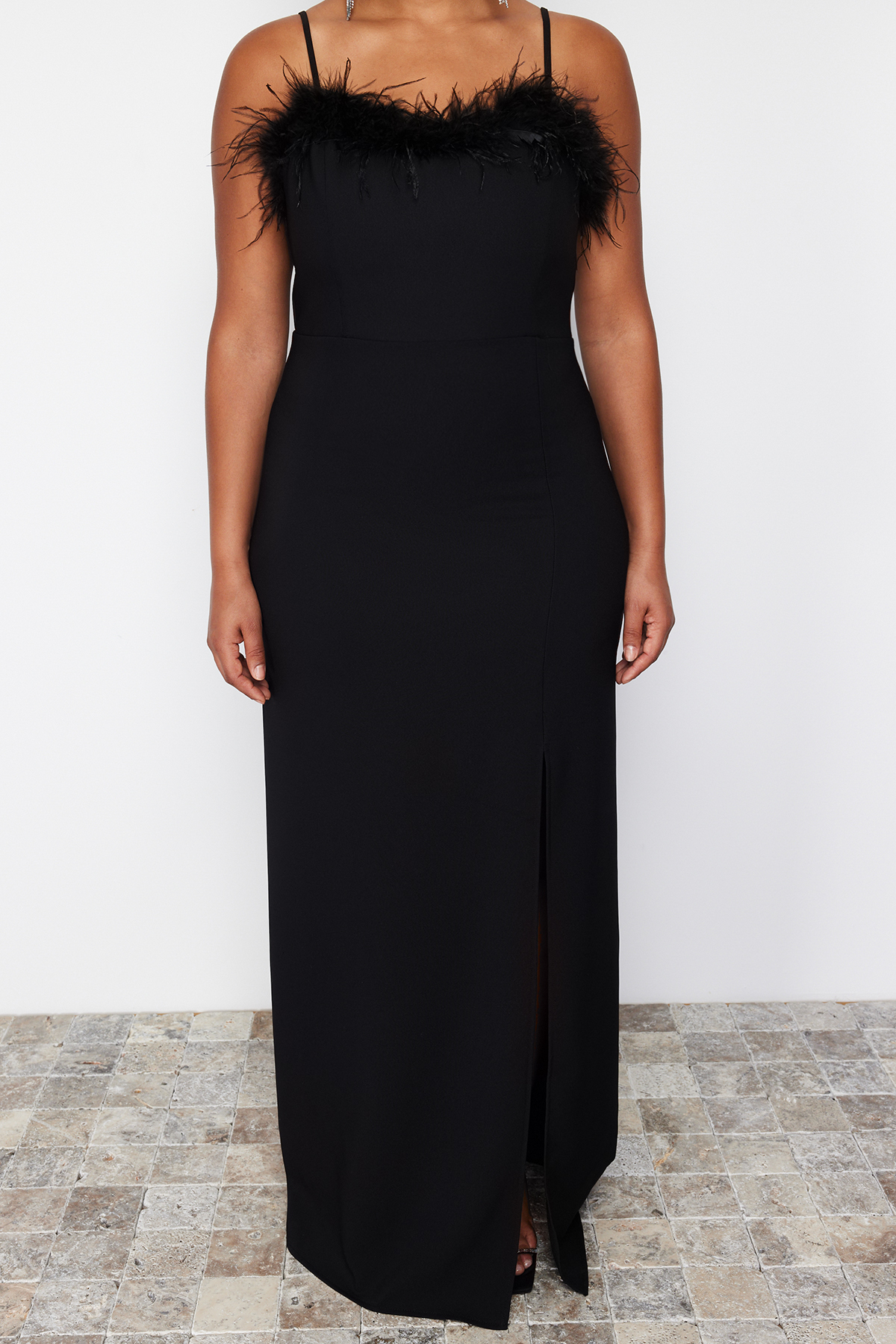 Trendyol Curve Black Finike Woven Plus Size Dress