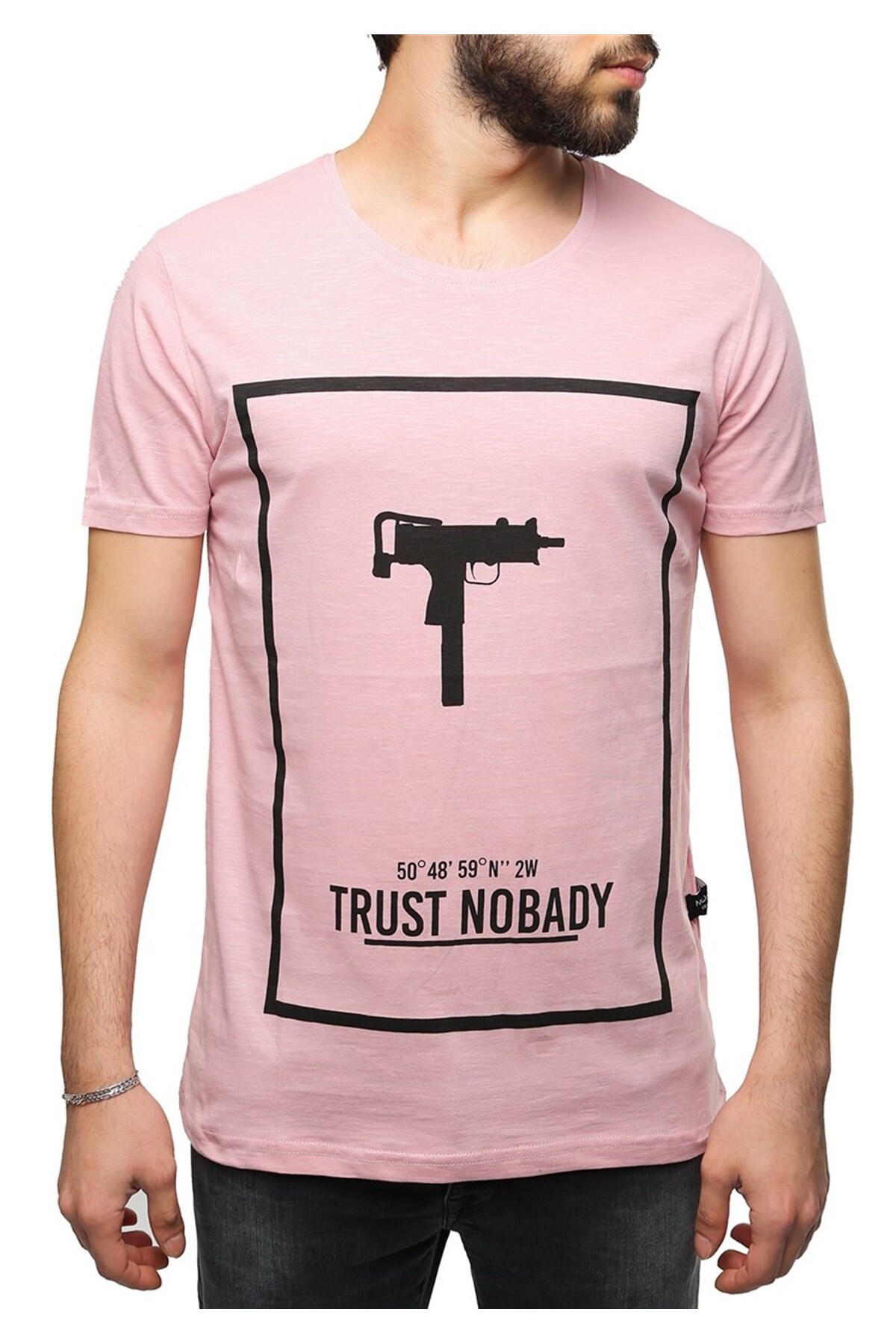 Levně Madmext Uzi Printed Pink T-Shirt 2533