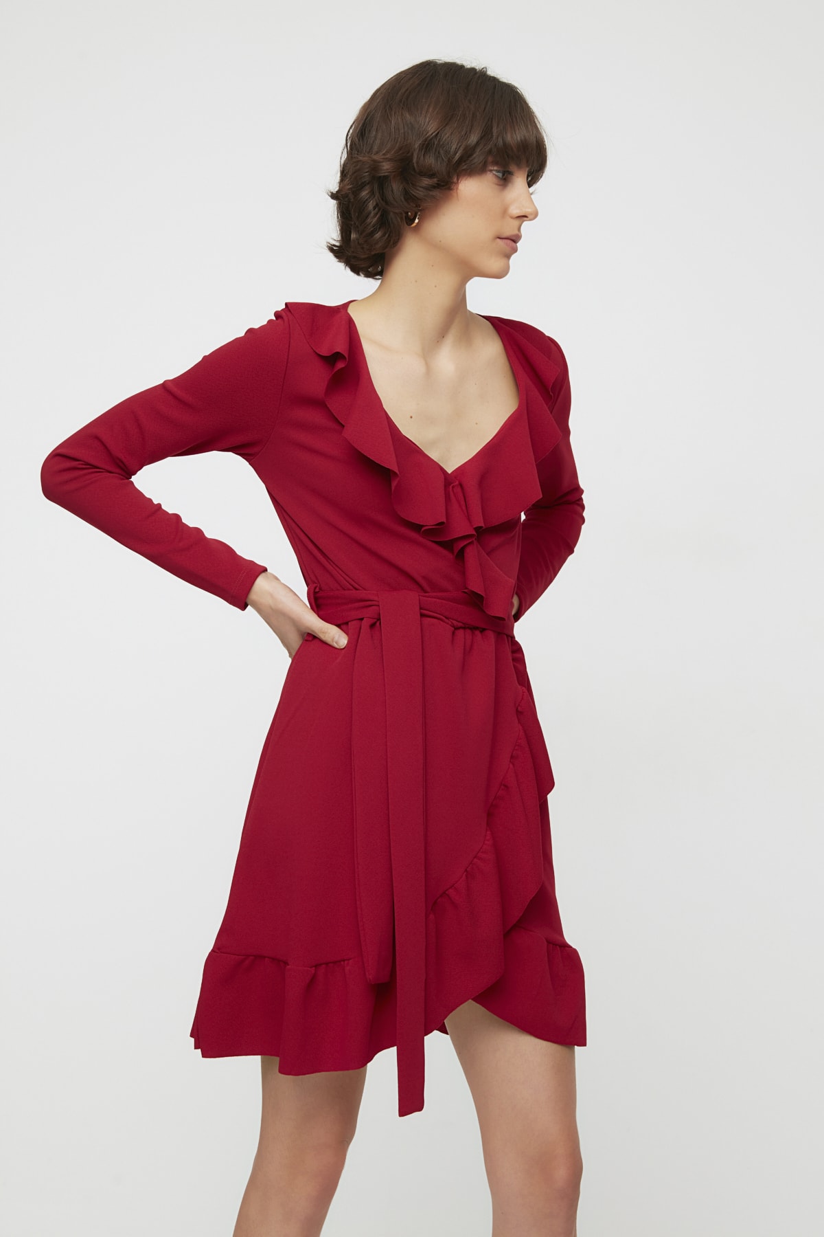 Trendyol Dark Burgundy Mini Knitted Dress