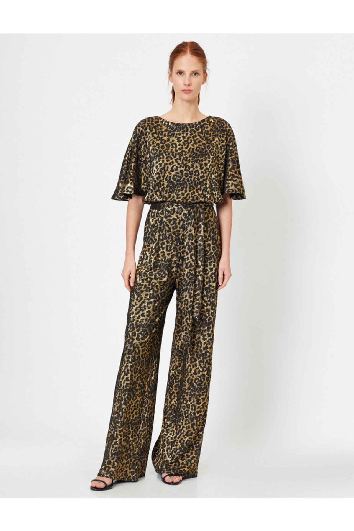 Levně Koton Evening Dress Jumpsuit Leopard Patterned Short Sleeve