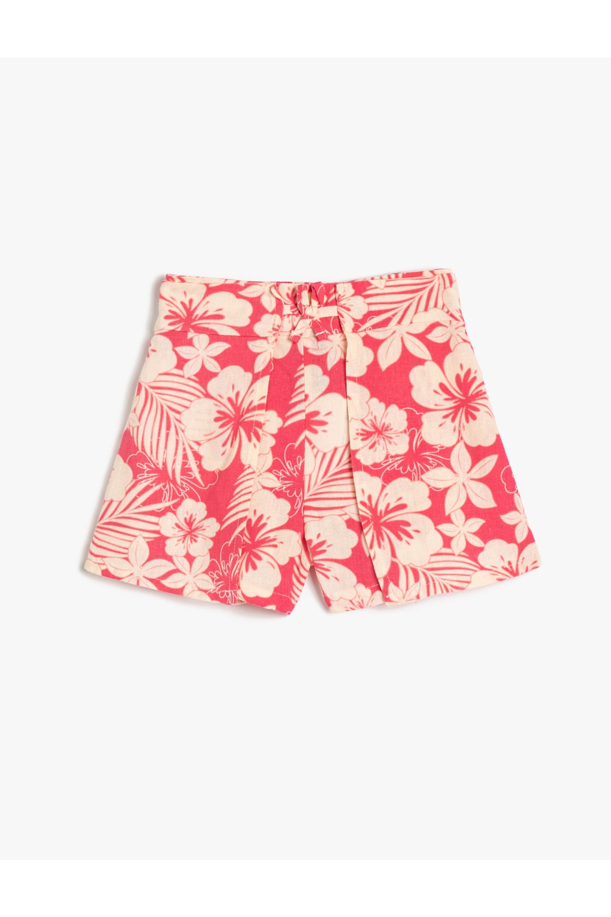 Koton Linen Shorts Floral Elastic Waist