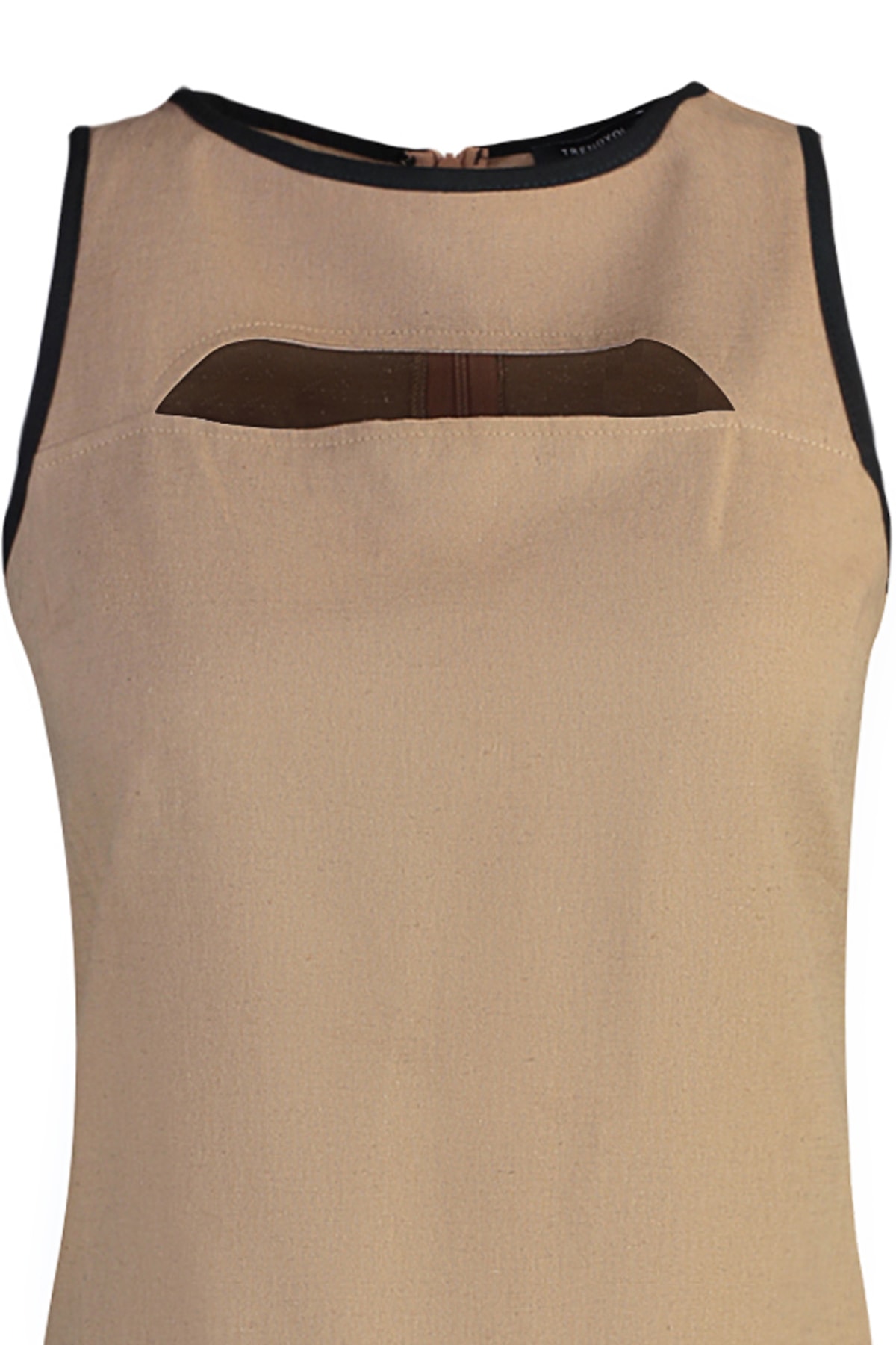 Rochie detaliată cu guler bej Trendyol