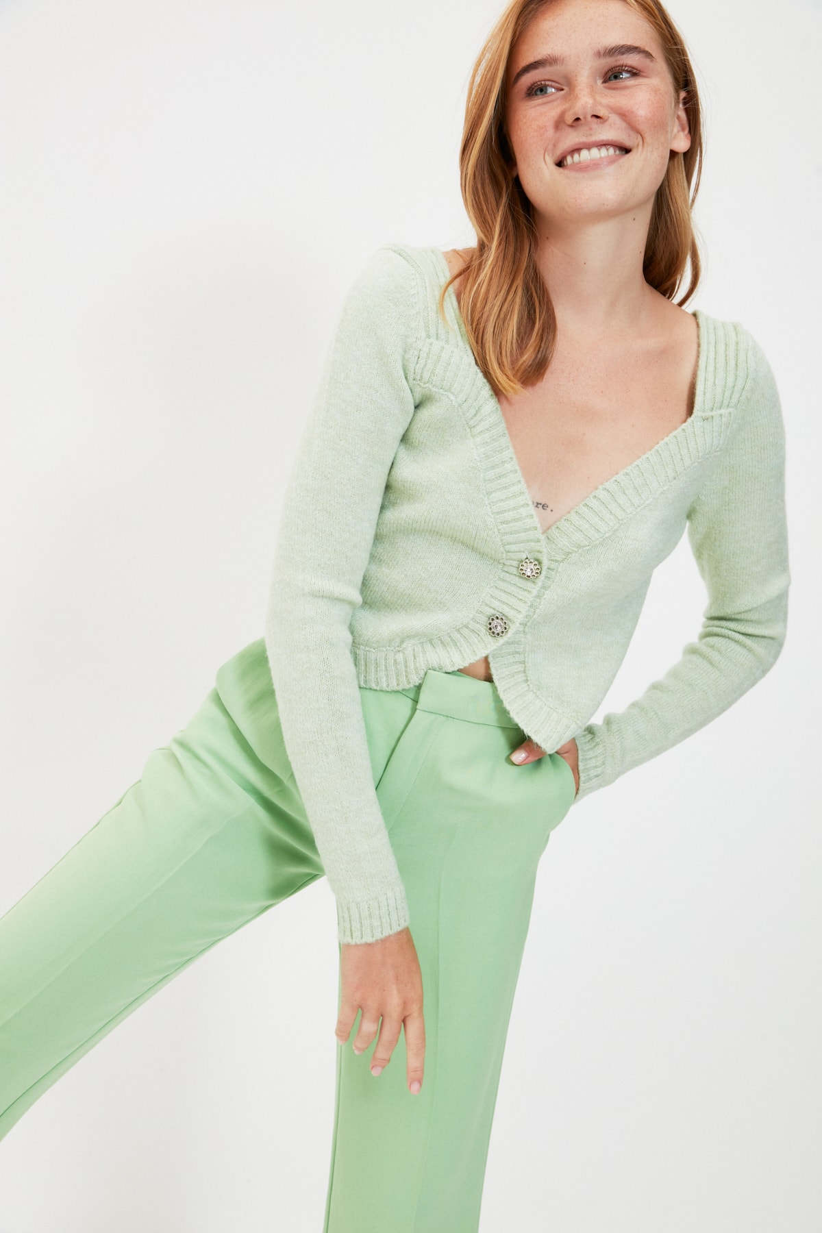 Trendyol Cardigan - Green - Crop