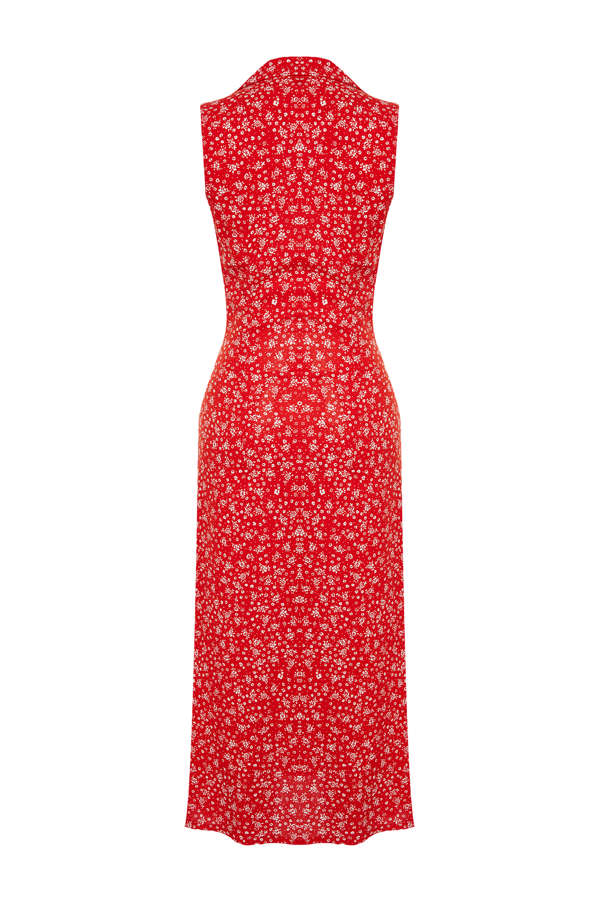 Trendyol Red Floral Viscose Midi Woven Dress