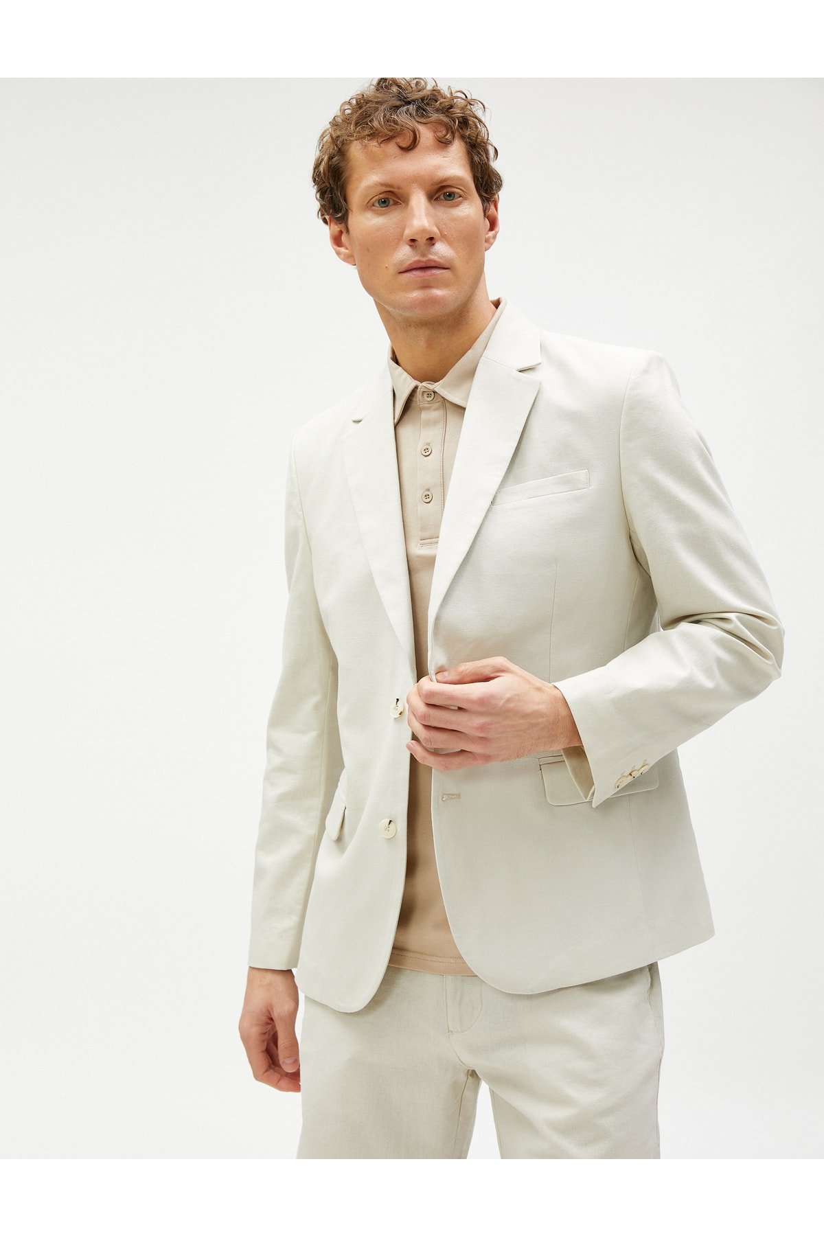 Koton Summer Jacket Blazer Linen-Mixed Pocket Detailed With Buttons.