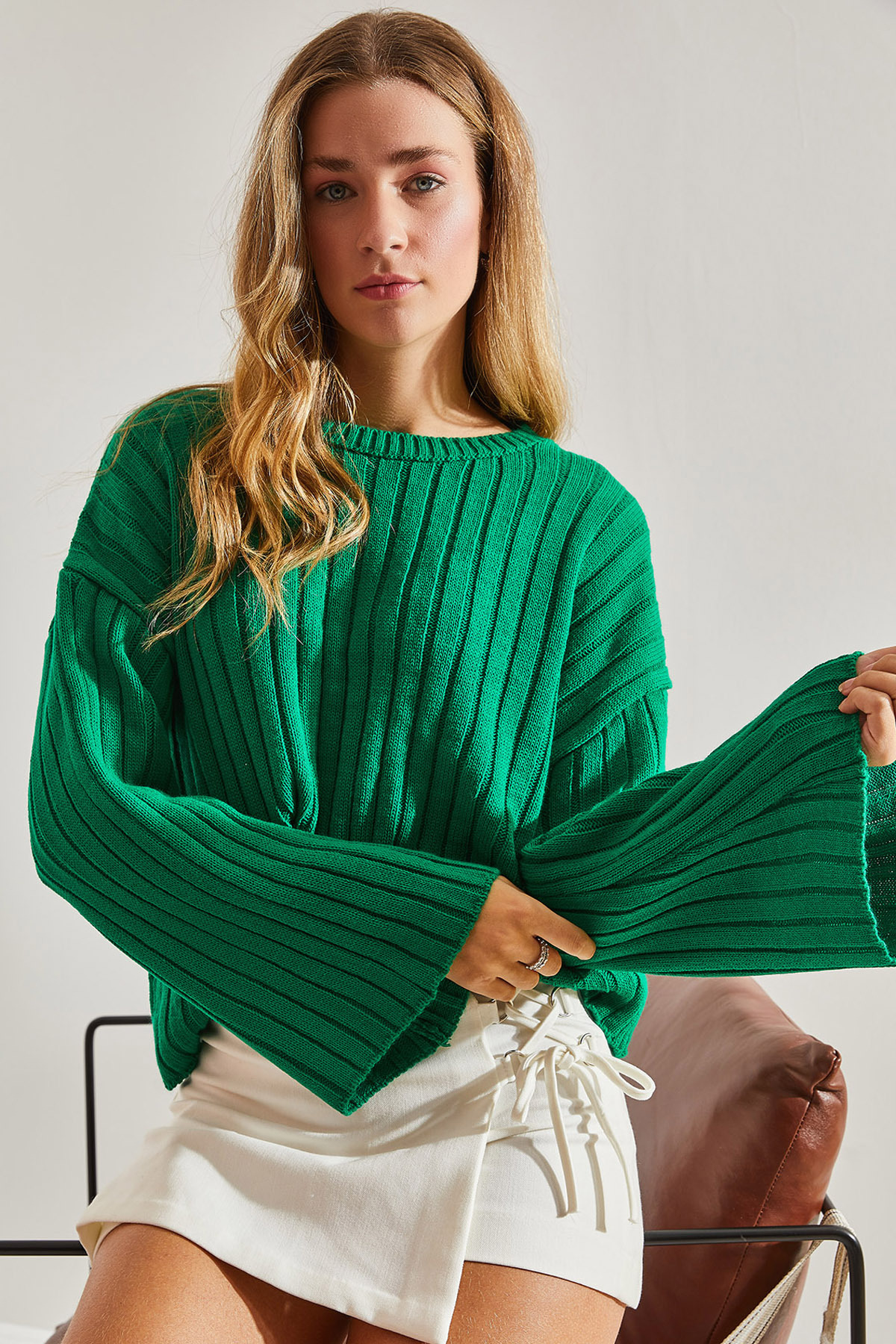 Levně Bianco Lucci Dámský vzorovaný pletený svetr