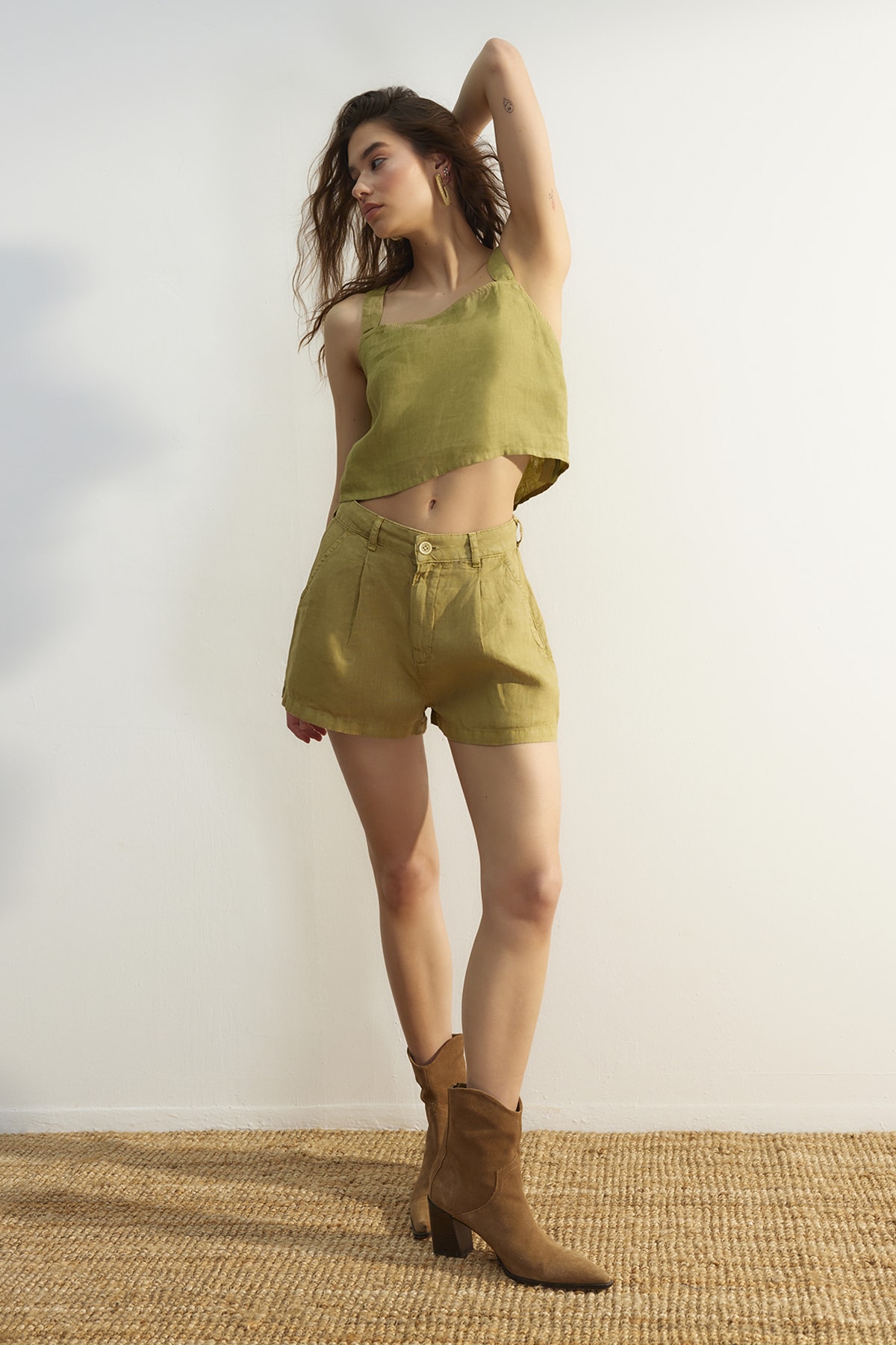 Trendyol Shorts - Green - High Waist