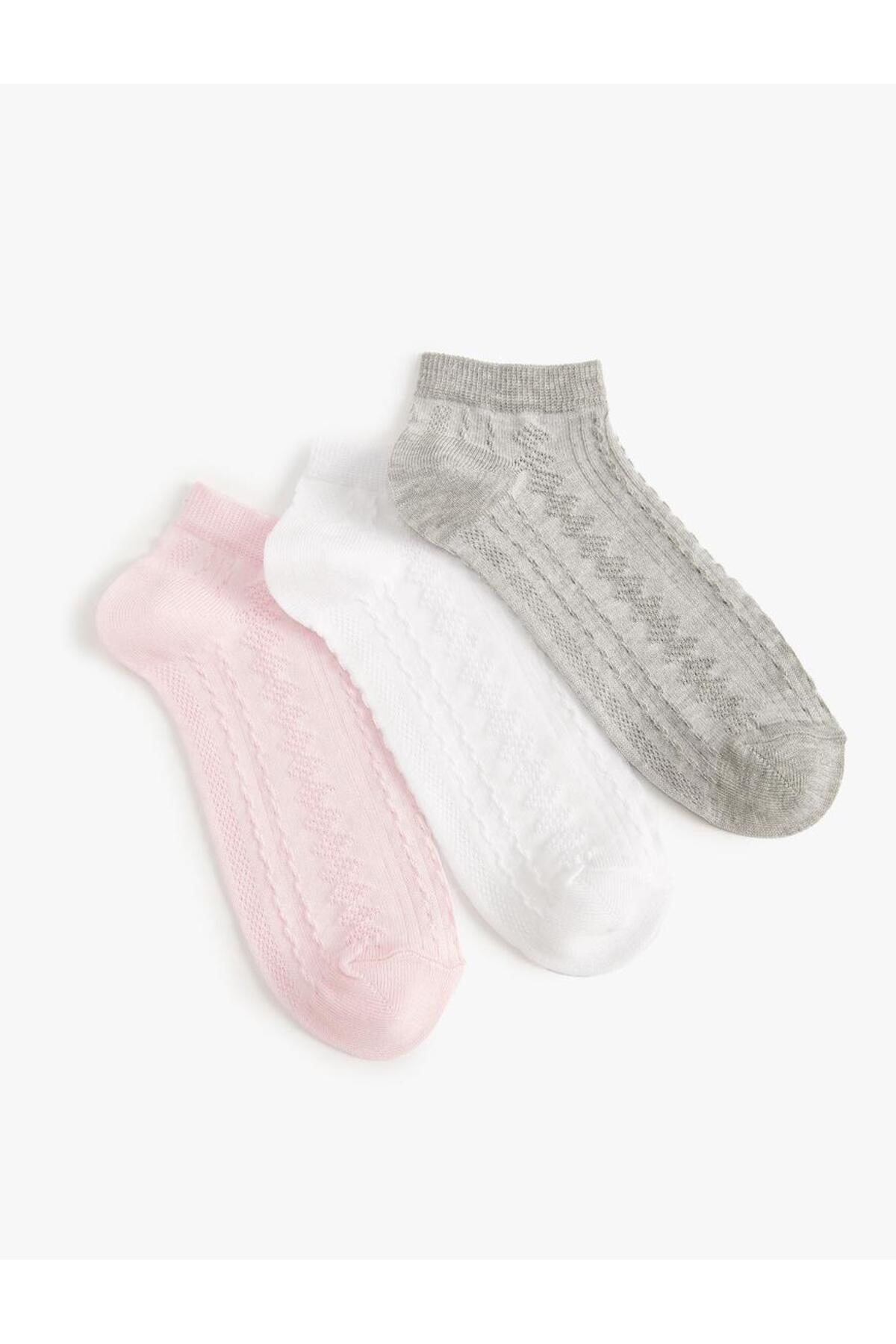 Levně Koton 3-Pack of Booties Socks Textured