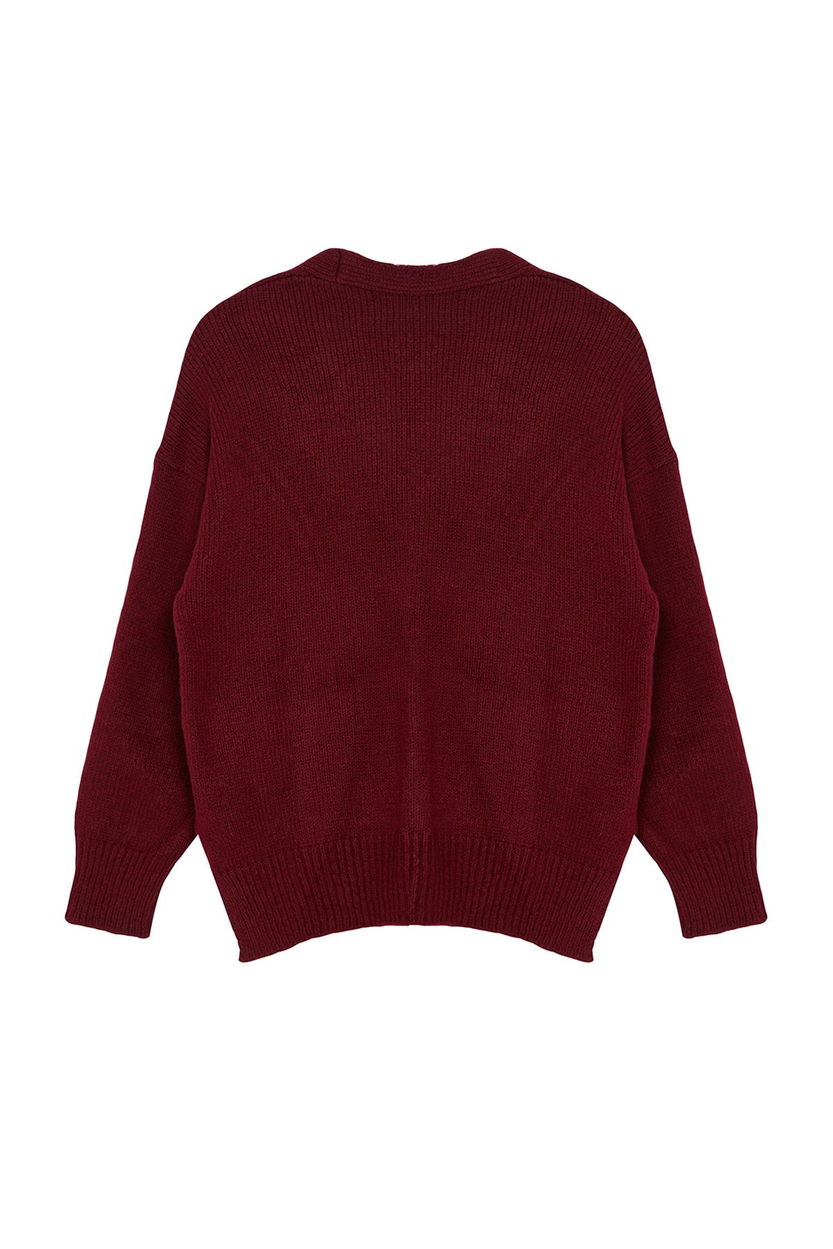 Trendyol Claret Red Basic Soft Textured Knitwear Cardigan