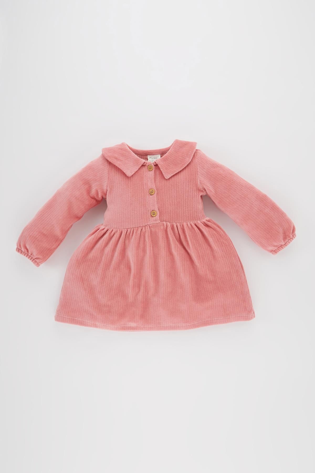 DEFACTO Baby Girl Long Sleeve Velvet Dress