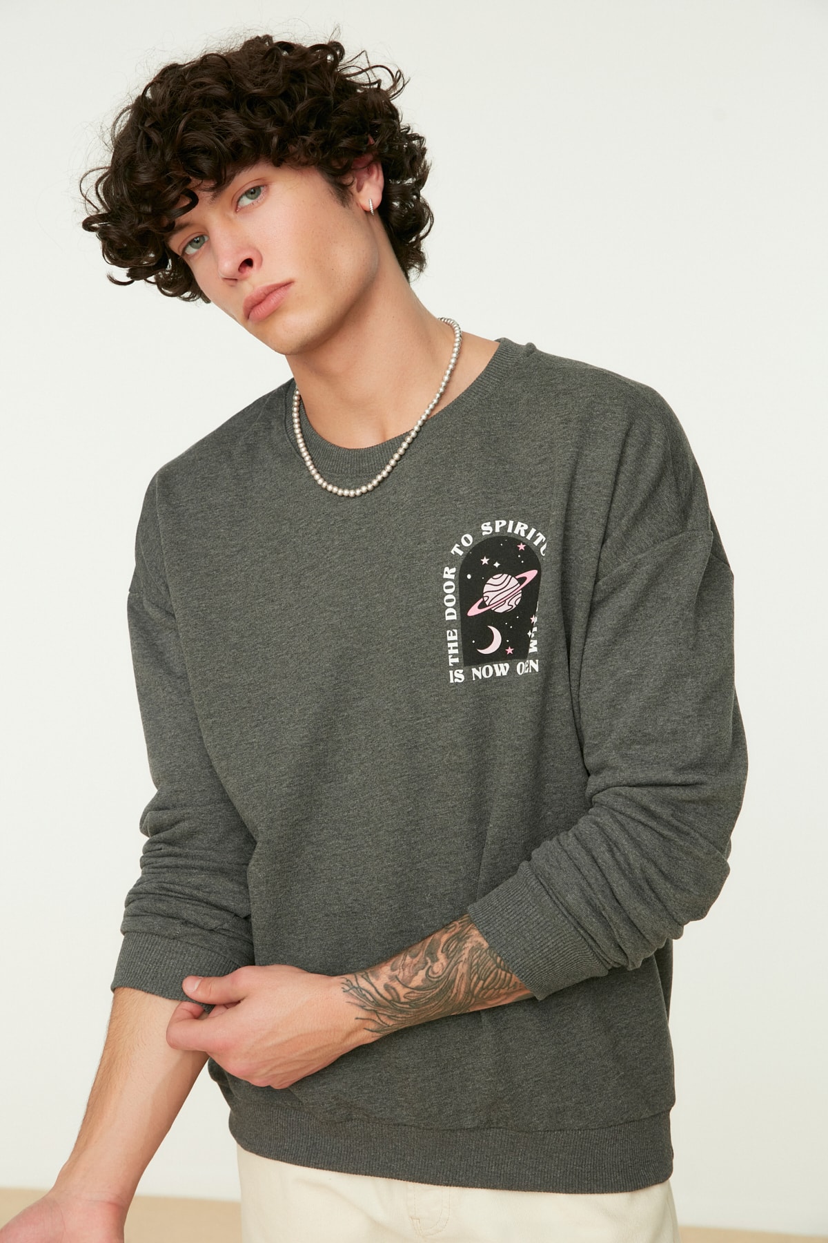 Trendyol Sweatshirt - Gray - Oversize