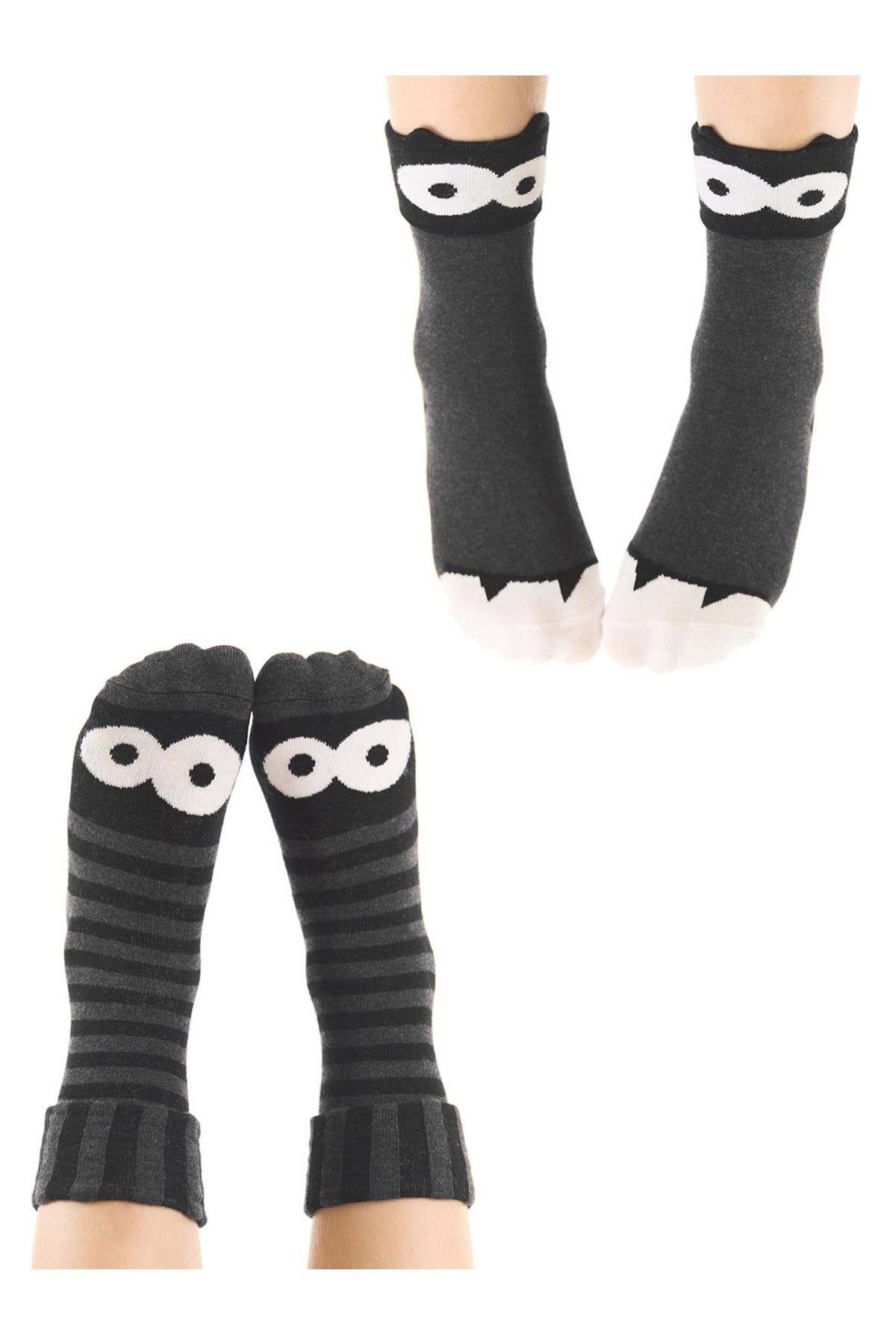 Levně Denokids Monster Gray Boys 2-Pack Socket Socks Set