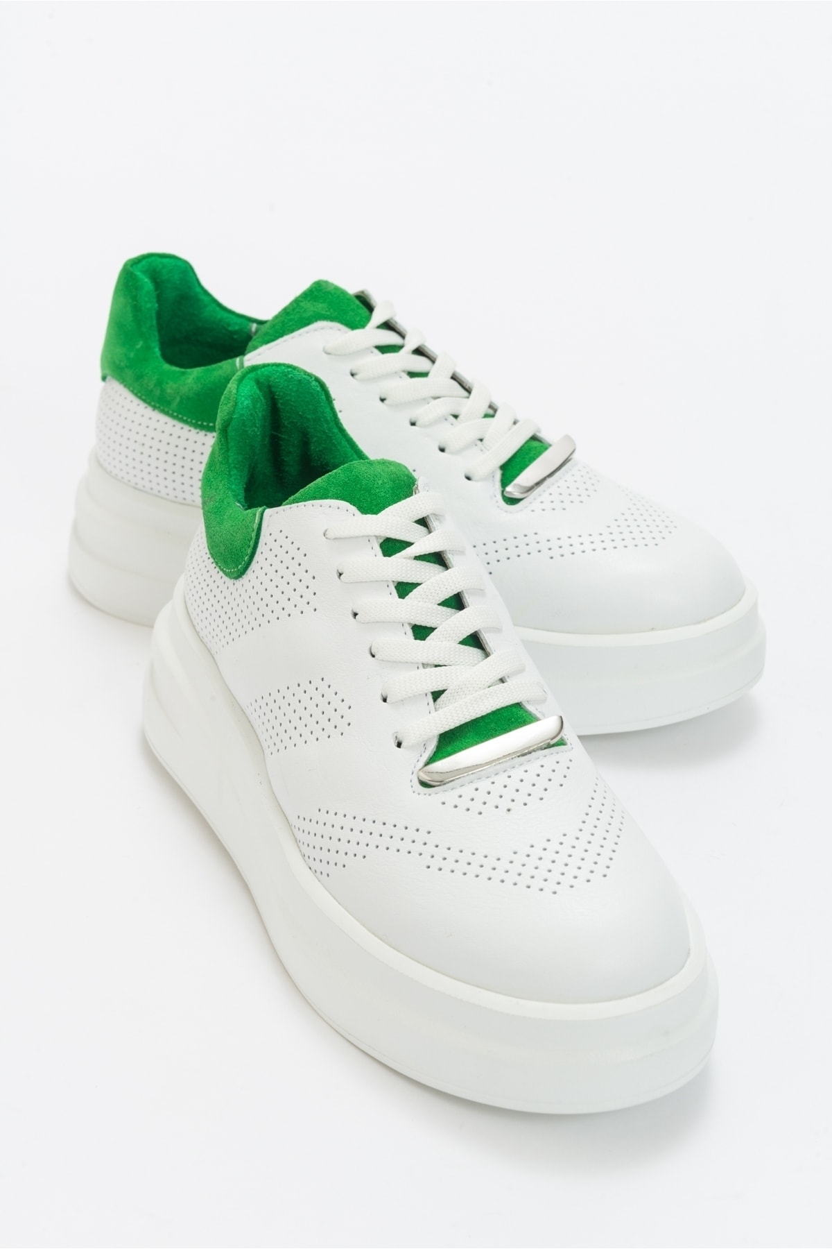Levně LuviShoes Asse Women's Sneakers With White Green Genuine Leather.