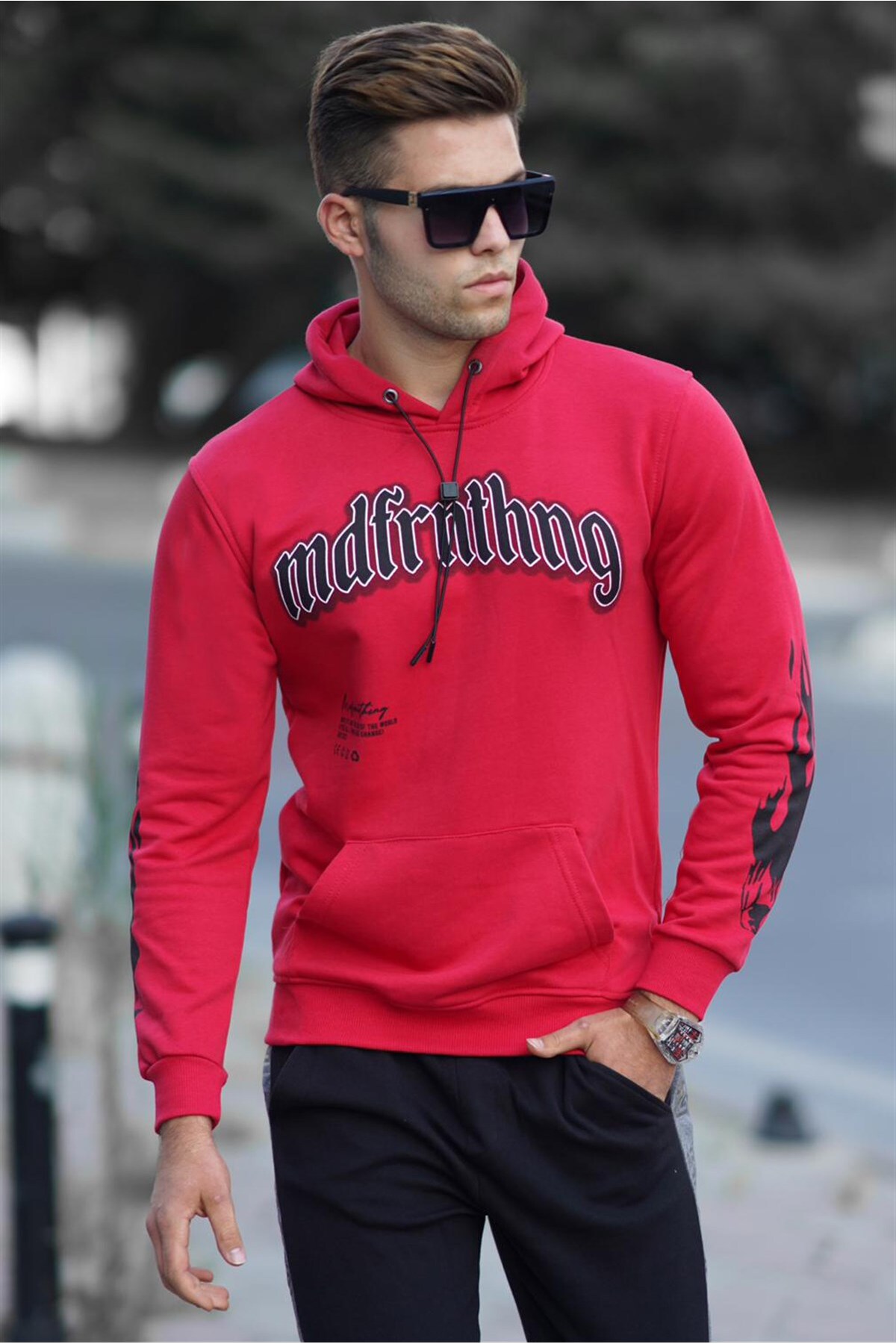 Levně Madmext Red Printed Men's Sweatshirt 5312
