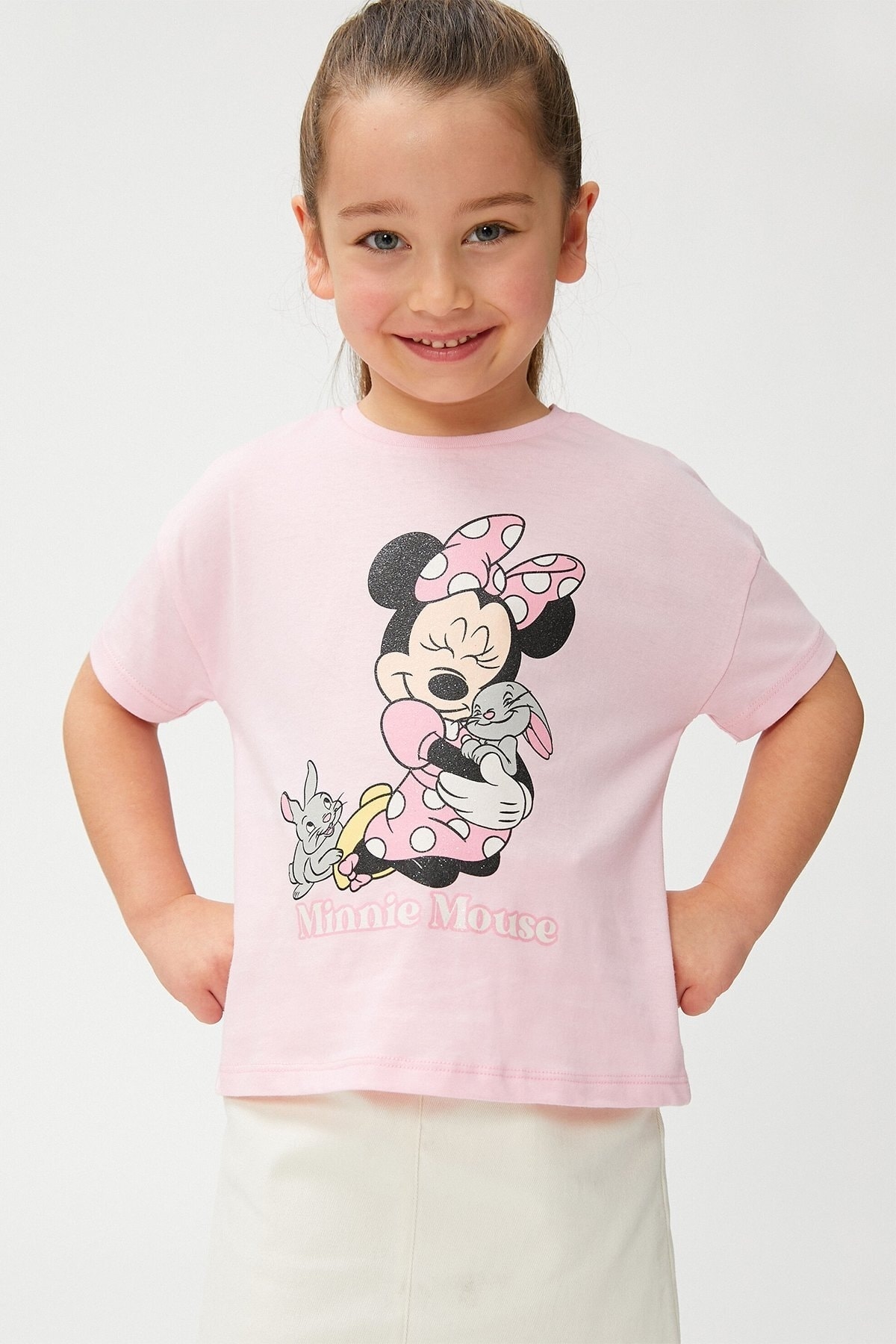 Levně Koton Baby Girl Licensed Cotton Minnie Mouse T-Shirt 3smg10164ak