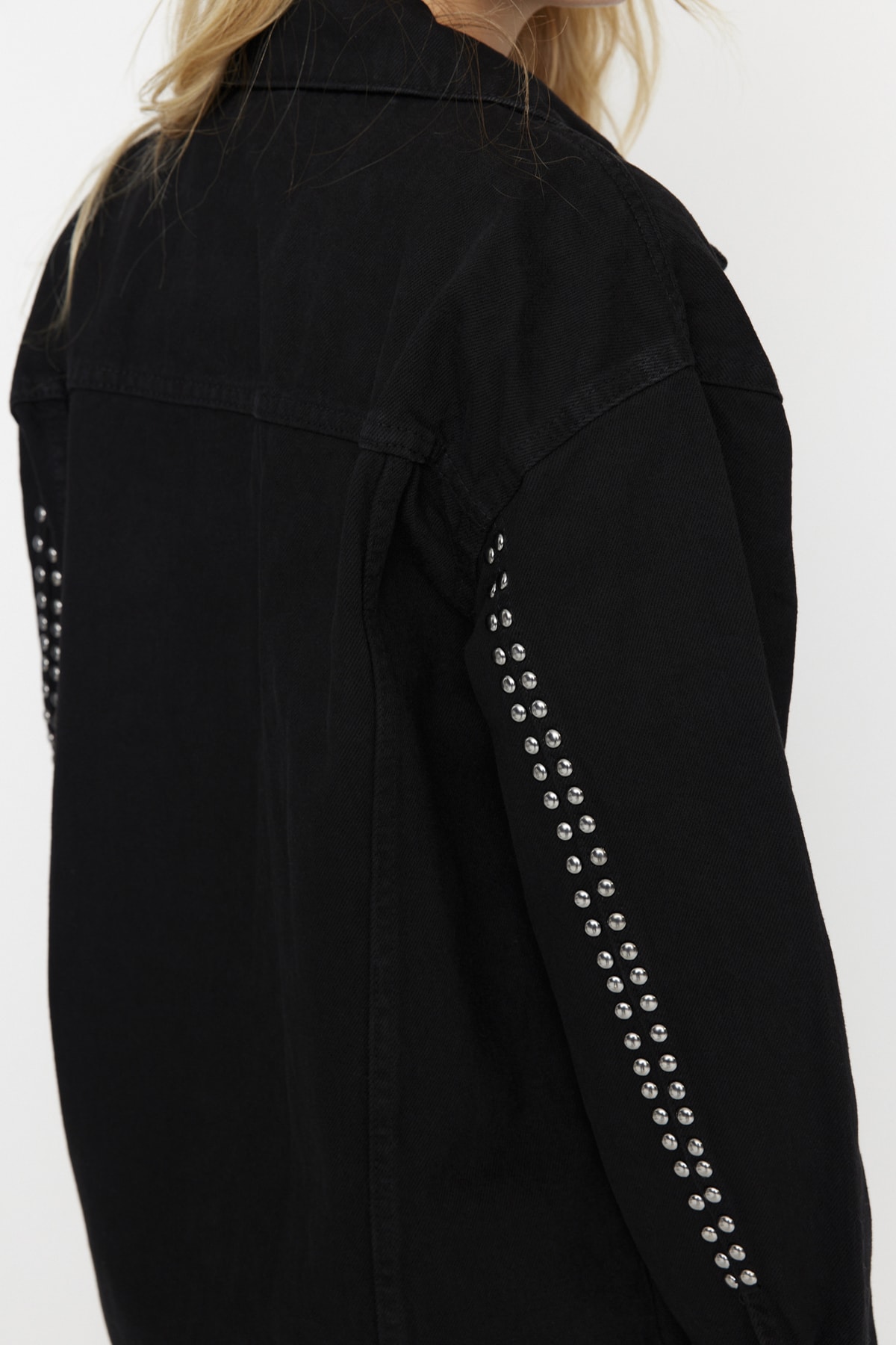 Jacheta Trendyol Black Staple Detailed Oversized Denim Jeans