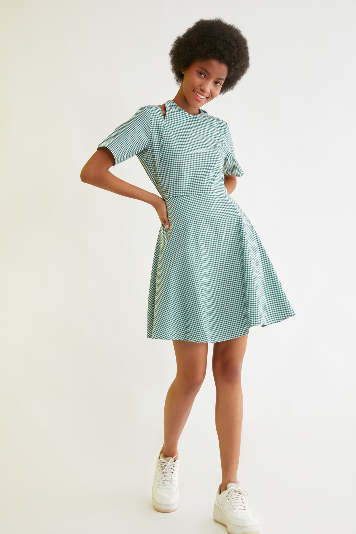 Trendyol Green Neck Detailed Dress