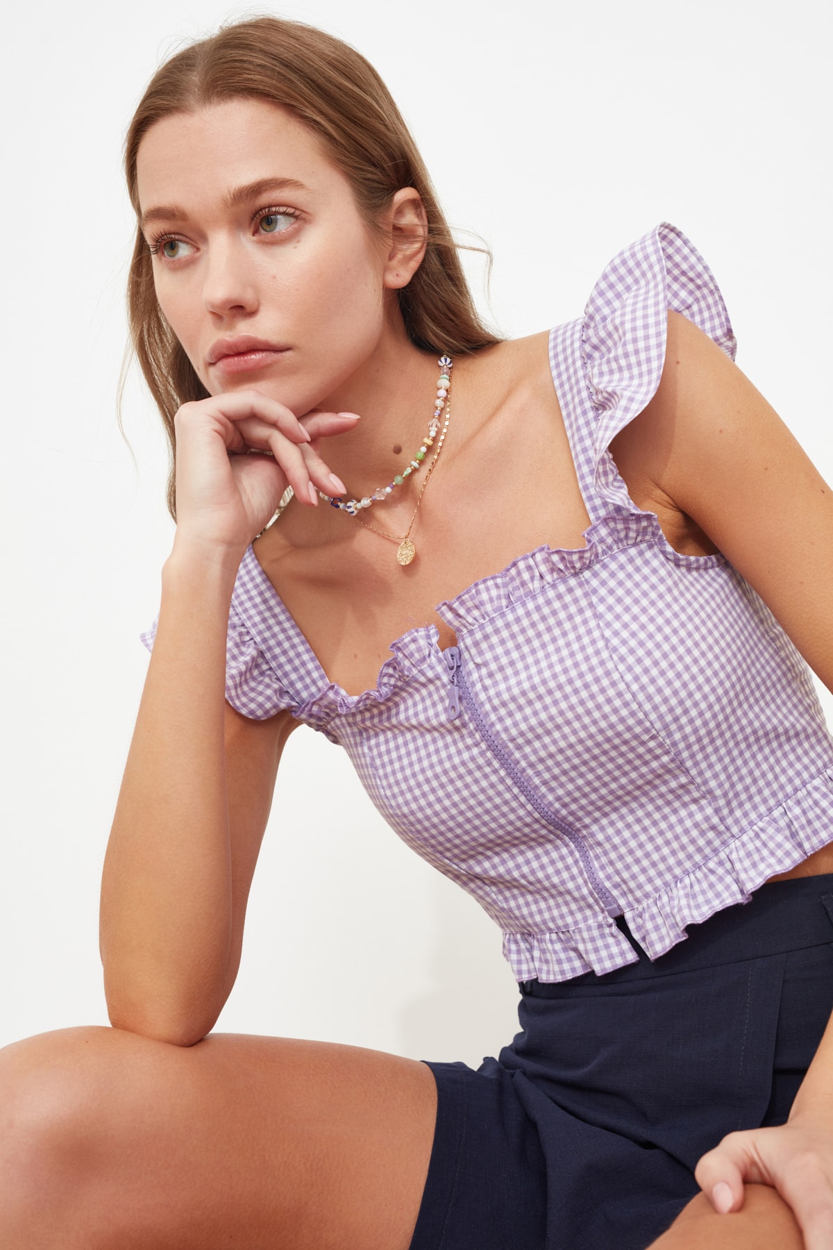 Trendyol Lilac fermoar detaliat Bluza