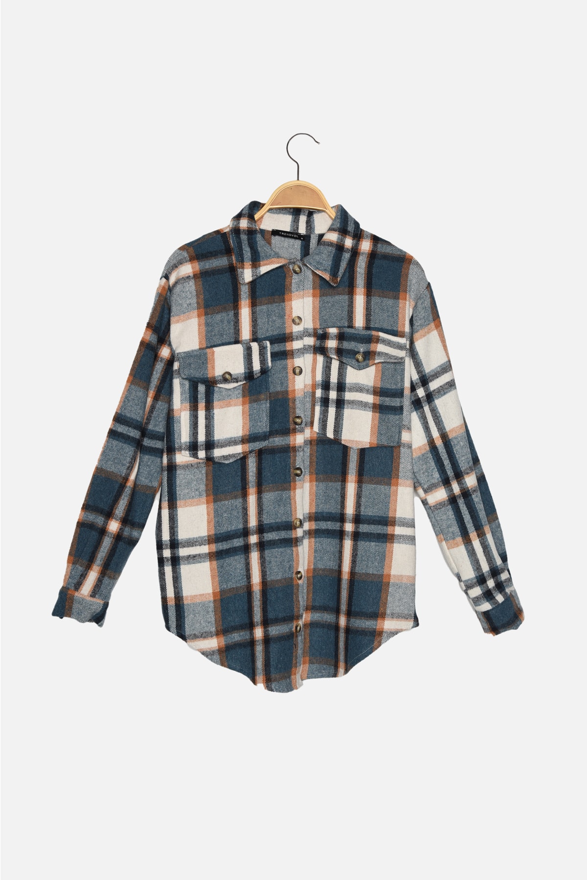 Trendyol Blue Plaid Oversize/Wide Fit Woven Shirt
