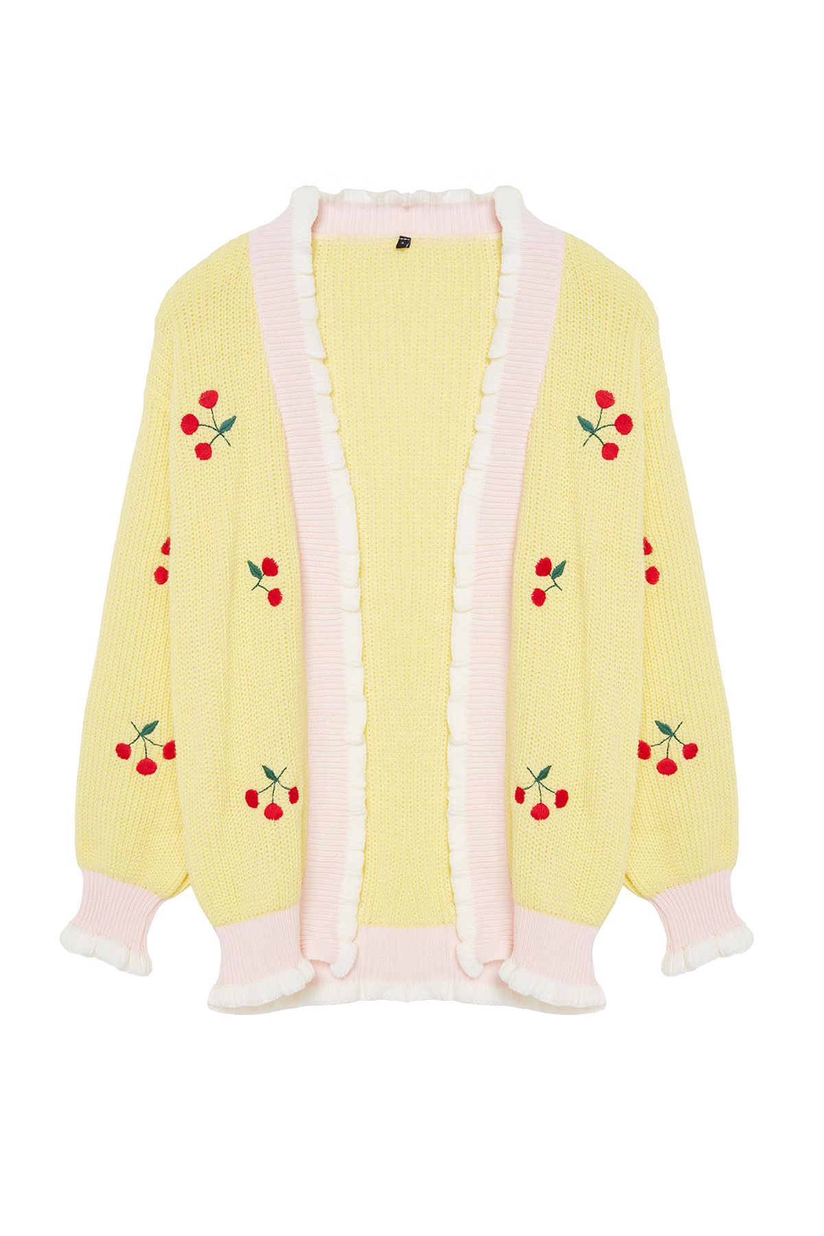 Trendyol Yellow Embroidered Knitwear Cardigan