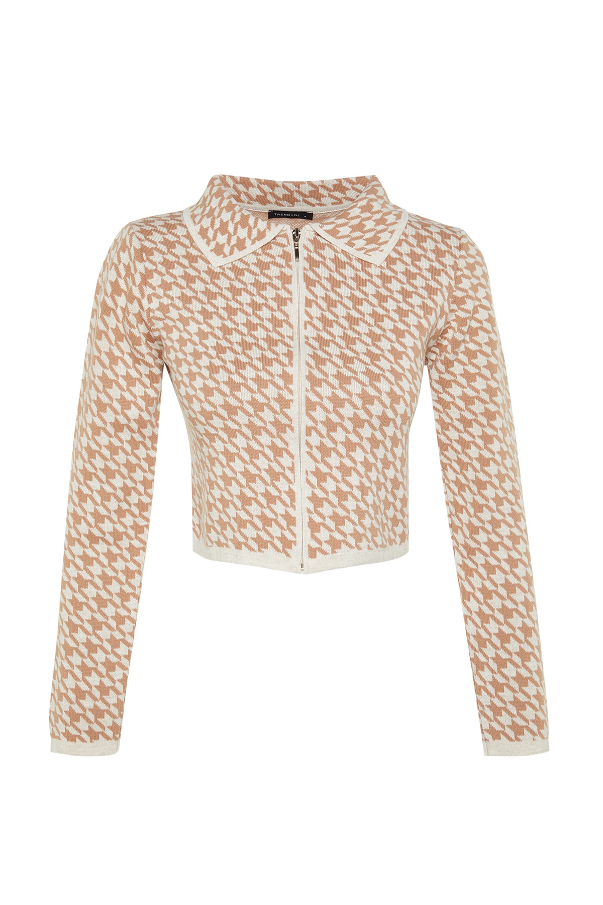 Trendyol Stone Crop Collar Detailed Knitwear Cardigan