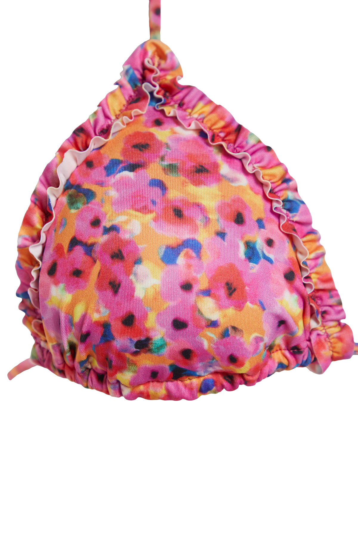 Trendyol Abstract Pattern Triangle Frilly Bikini Top