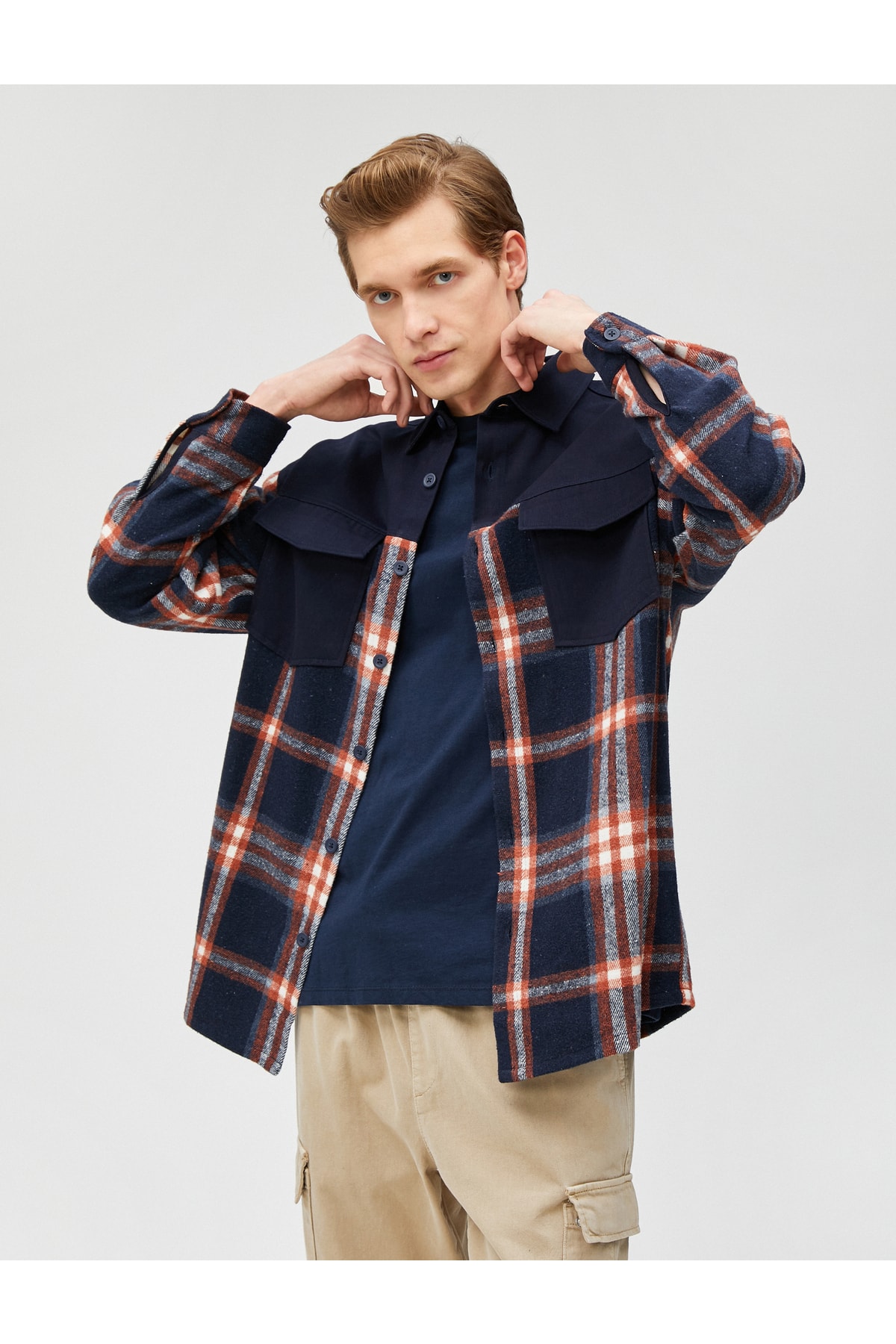 Koton Lumberjack Shirt Block Detailed Classic Collar Pocket