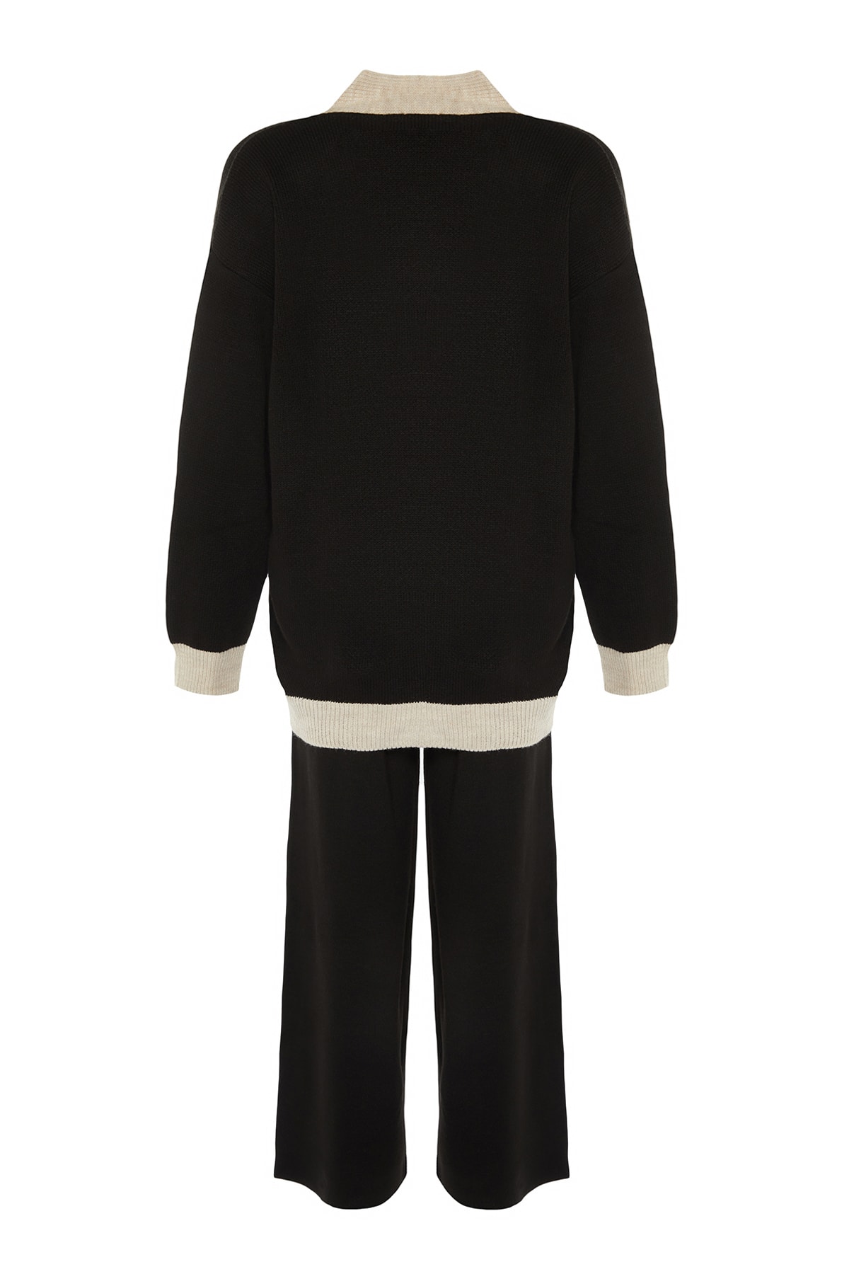 Trendyol Stone Strip Detailed Cardigan-Pants Knitwear Set