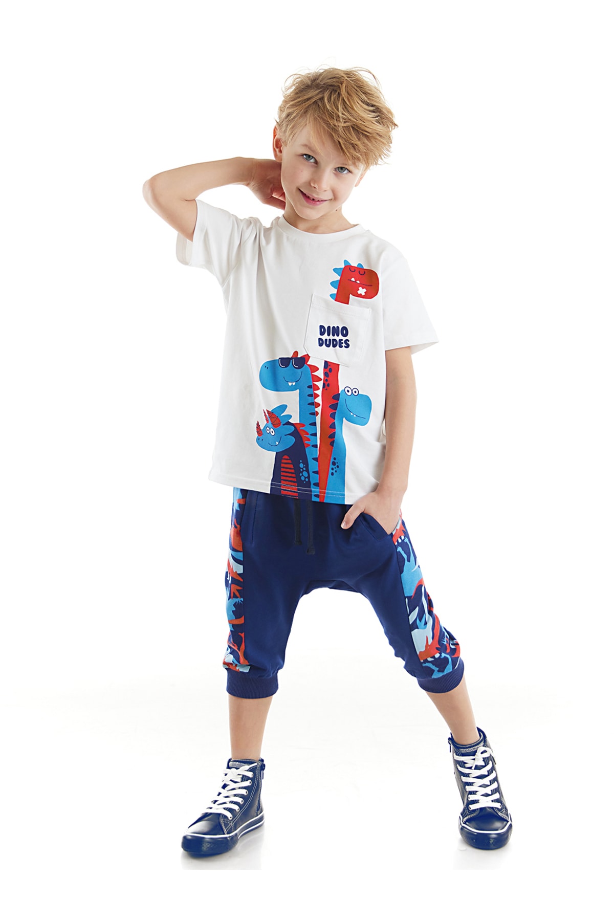 Denokids Dino Dudes Boys T-shirt Capri Shorts Set