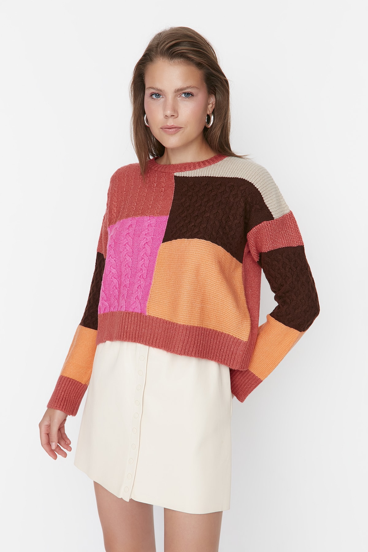 Trendyol Orange kötött részletes kötöttáru pulóver