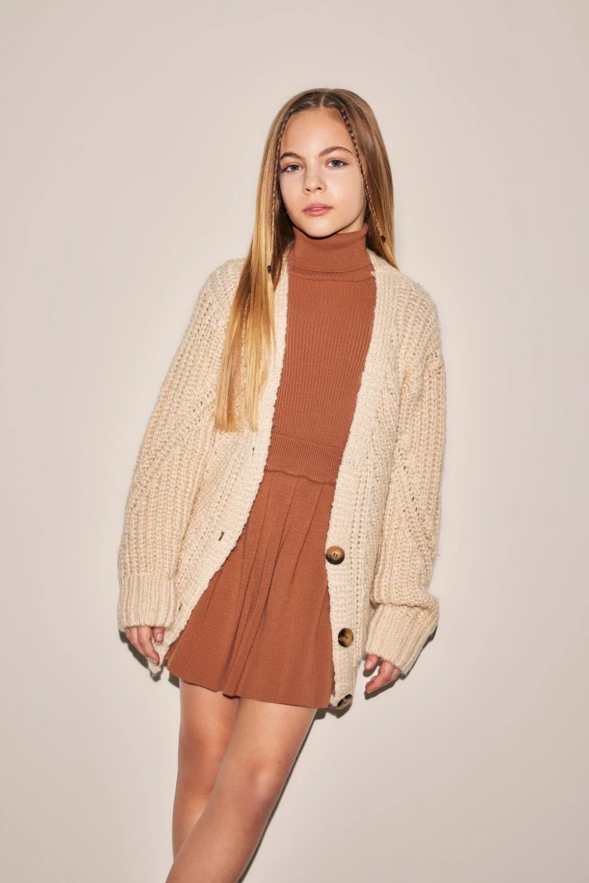 DEFACTO Girl V Neck Knitted Cardigan