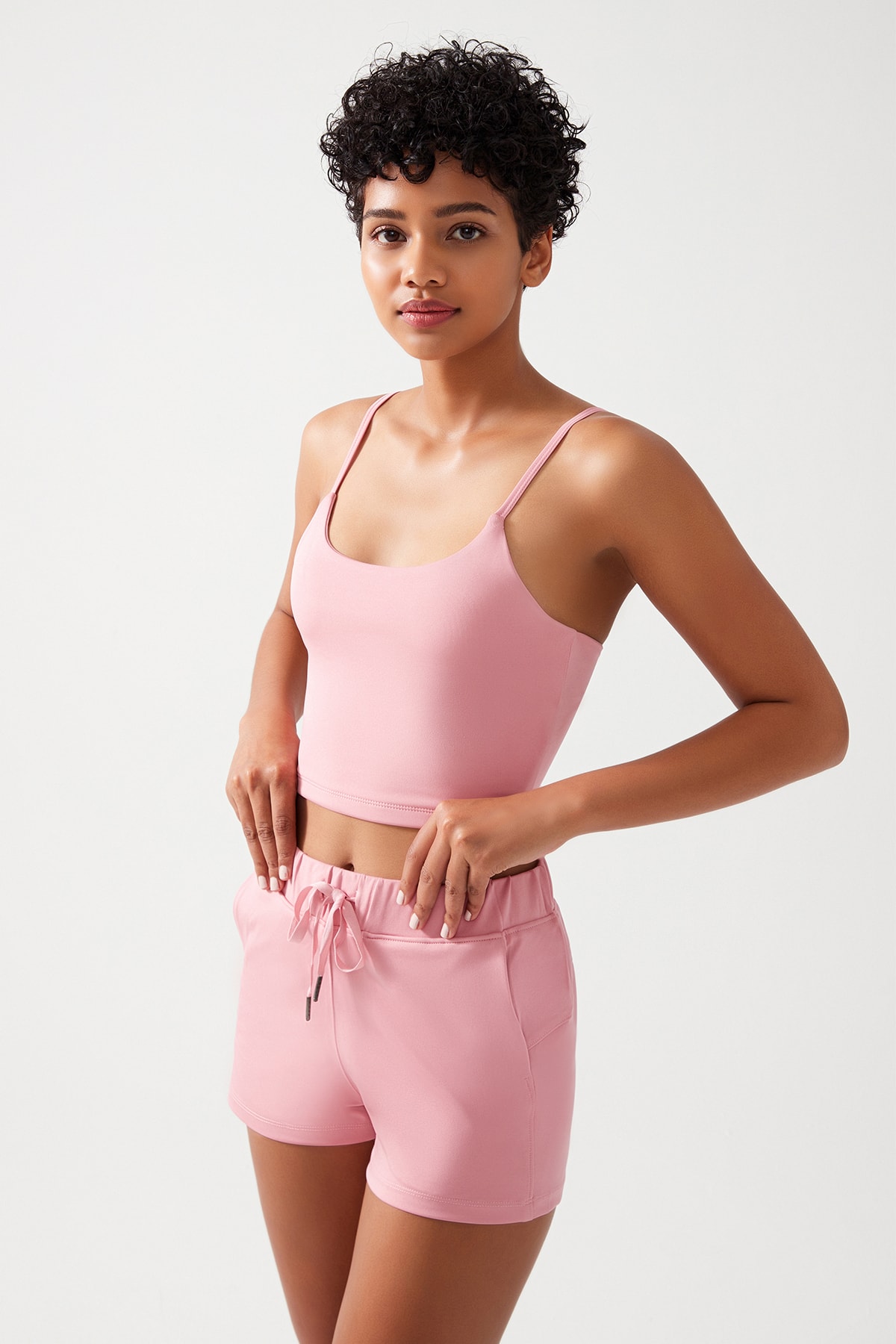 Levně LOS OJOS Women's Pink Pocket Elastic Waist Basic Fit Sports
