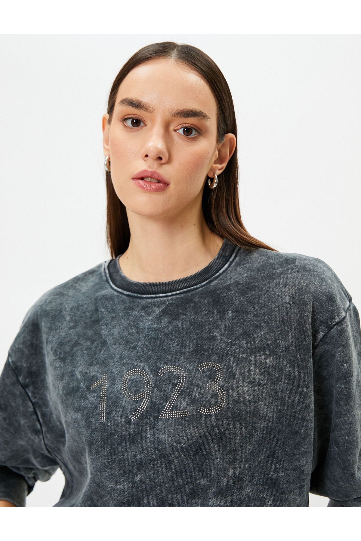 Levně Koton Crew Neck Sweatshirt 1923 Embroidered Pale Effect 100th Anniversary Special