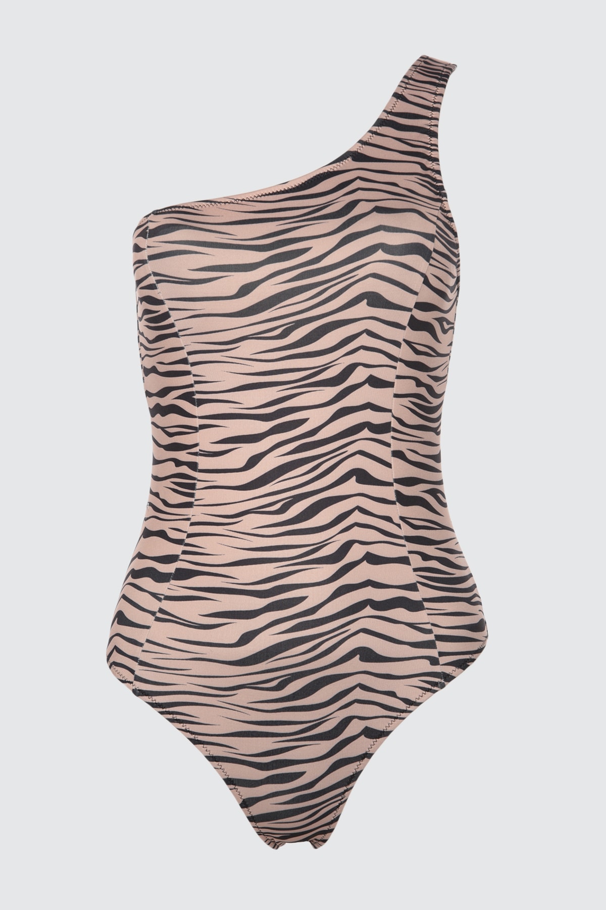 Trendyol Zebra Patterned One Shoulder Swimsuit