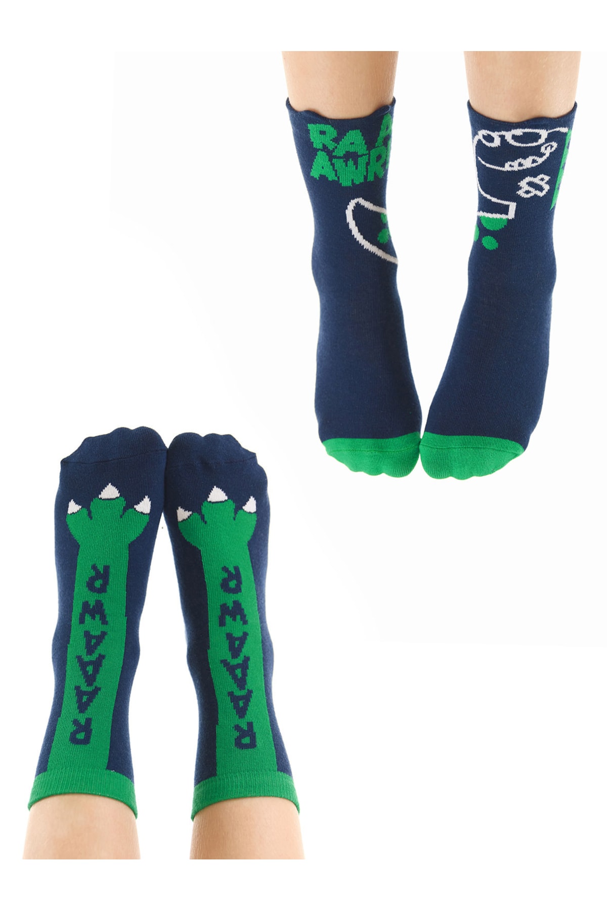 Denokids Knit Dino Boy 2 Pack Socket Socks Set