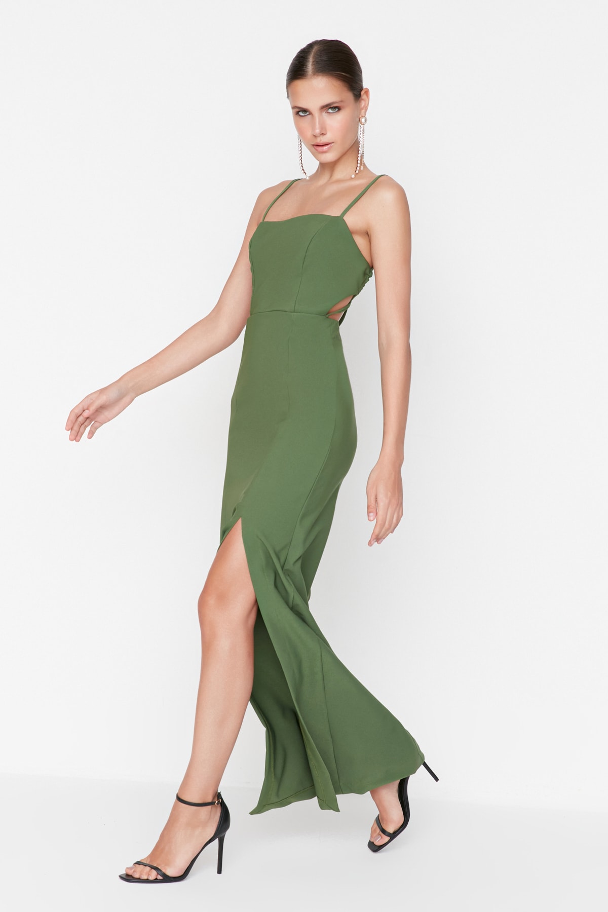 Trendyol Green Back Detailed Evening Dress