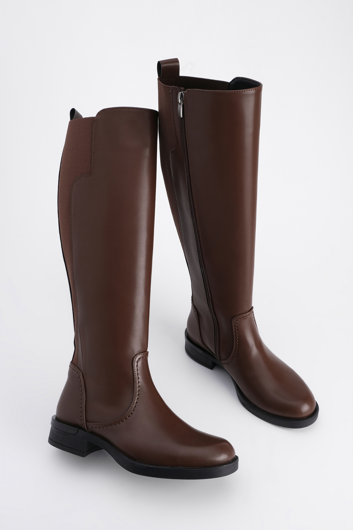 Levně Marjin Women's Knee-length Zippered Daily Boots Helass Brown