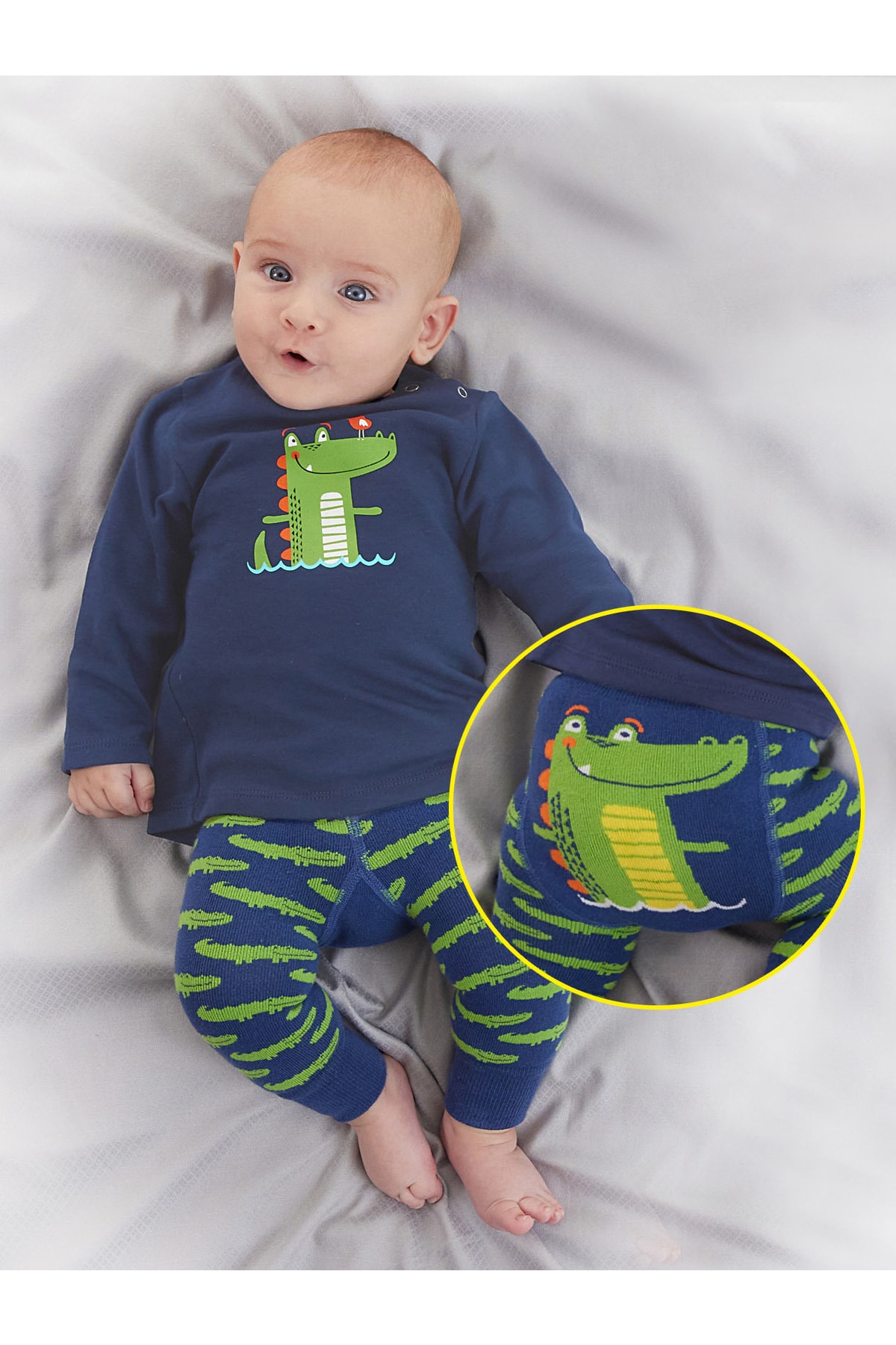 Levně Denokids Crocodile Baby Boy T-shirt Leggings-Pants Suit