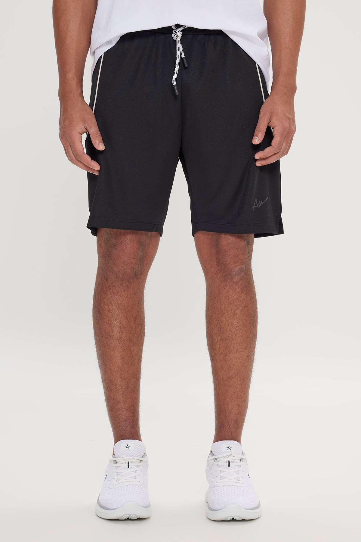 AC&Co / Altınyıldız Classics Men's Black Standard Fit Normal Cut. Comfortable Knitted Shorts.